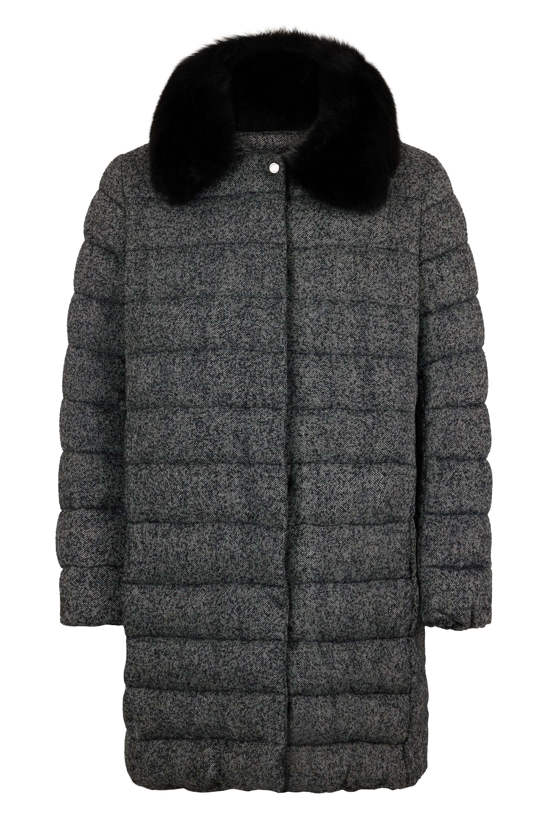 Dark gray coat with fur