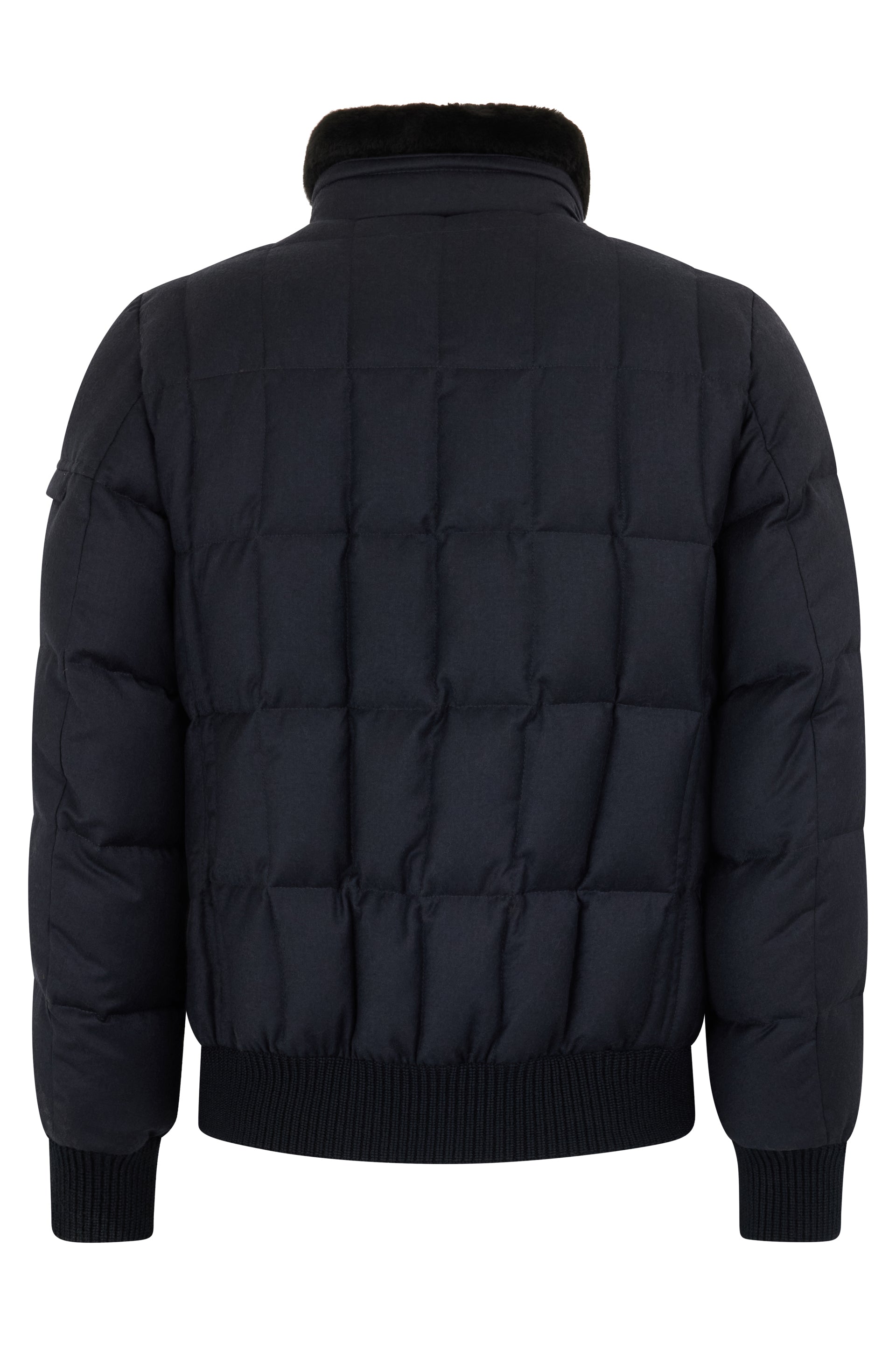 Dark blue jacket with button closure