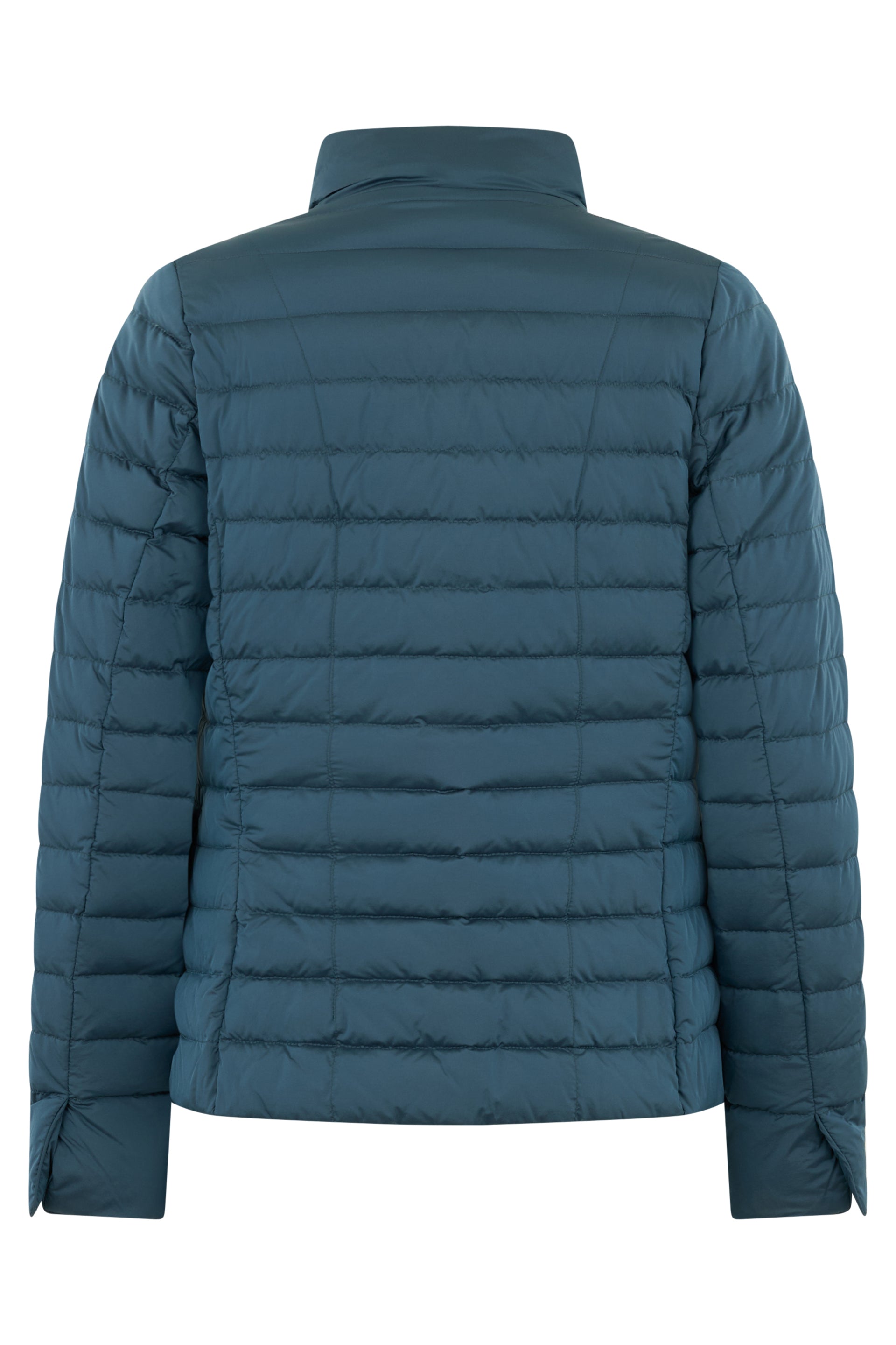 Blue padded jacket with elegant pockets.
