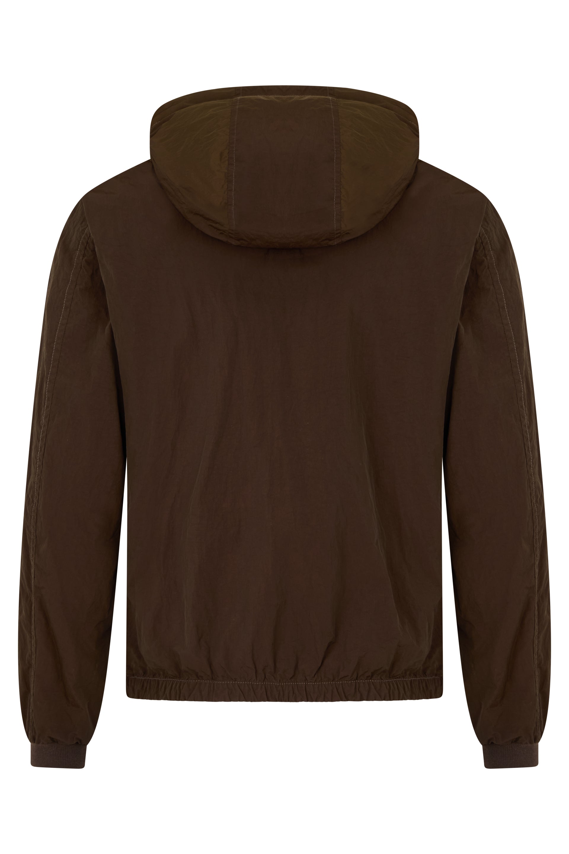 Dark brown jacket with zip and hood