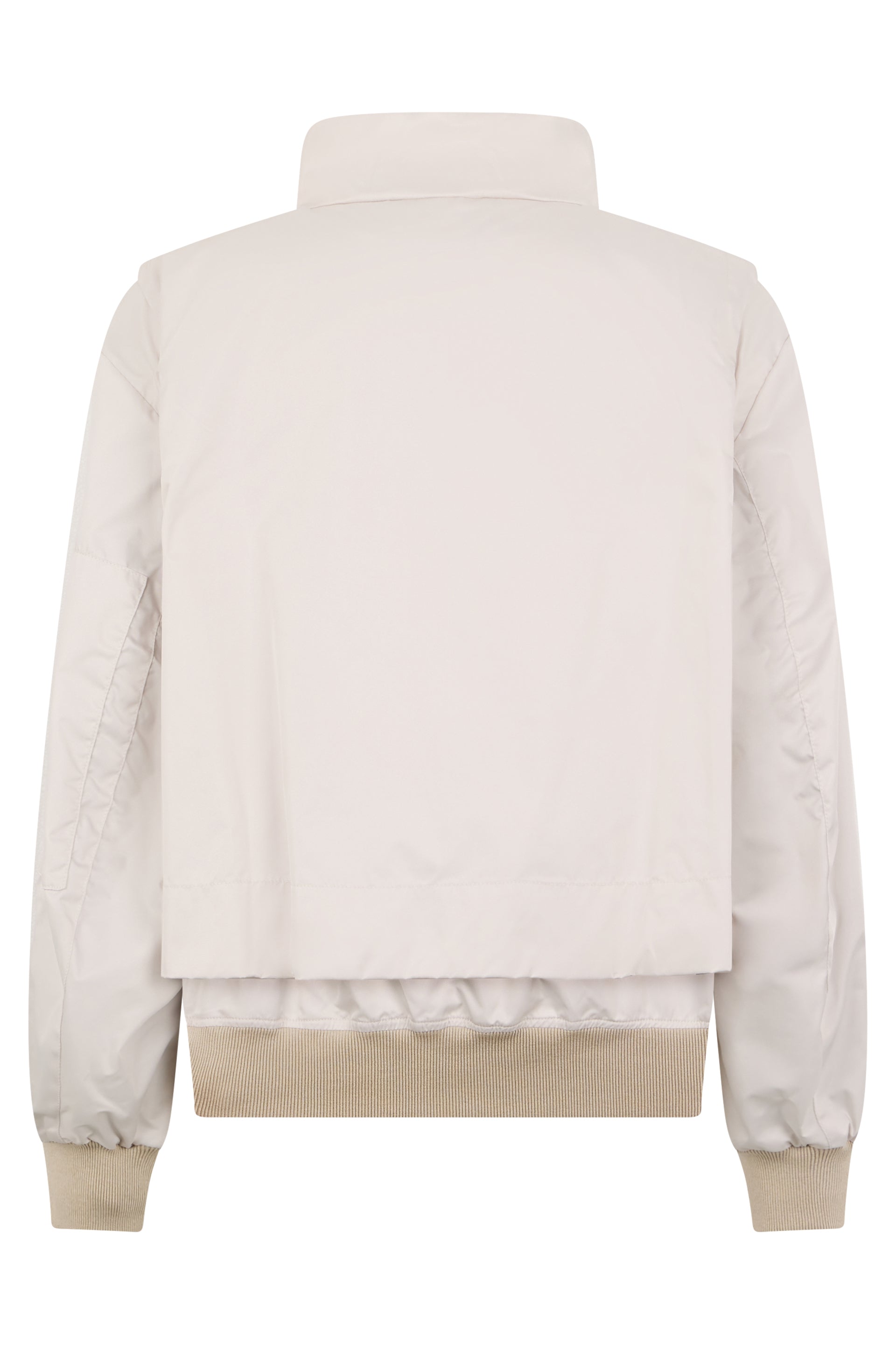 Beige padded jacket with zip, stylish and versatile.