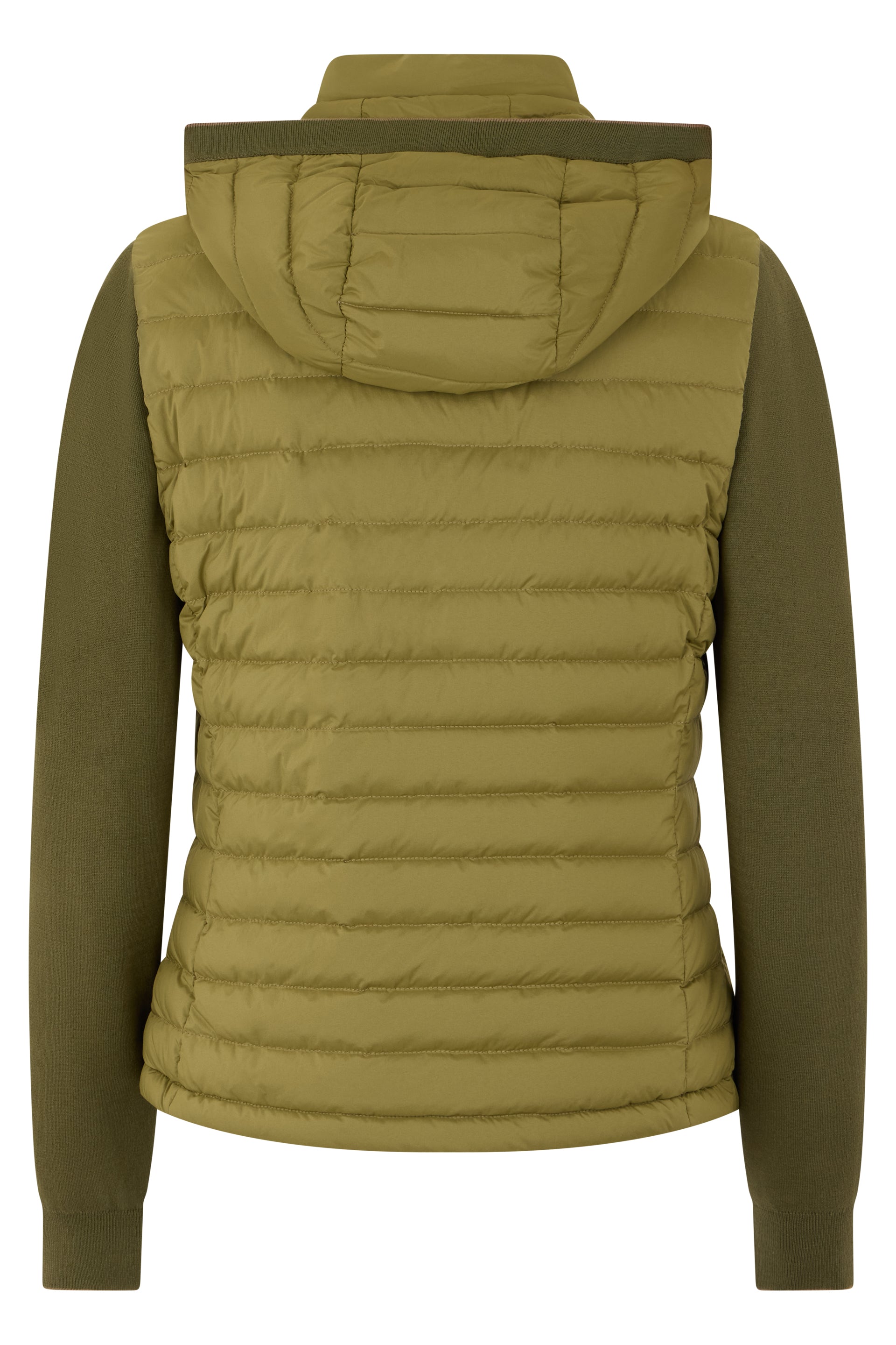 Green khaki padded jacket with elegant hood