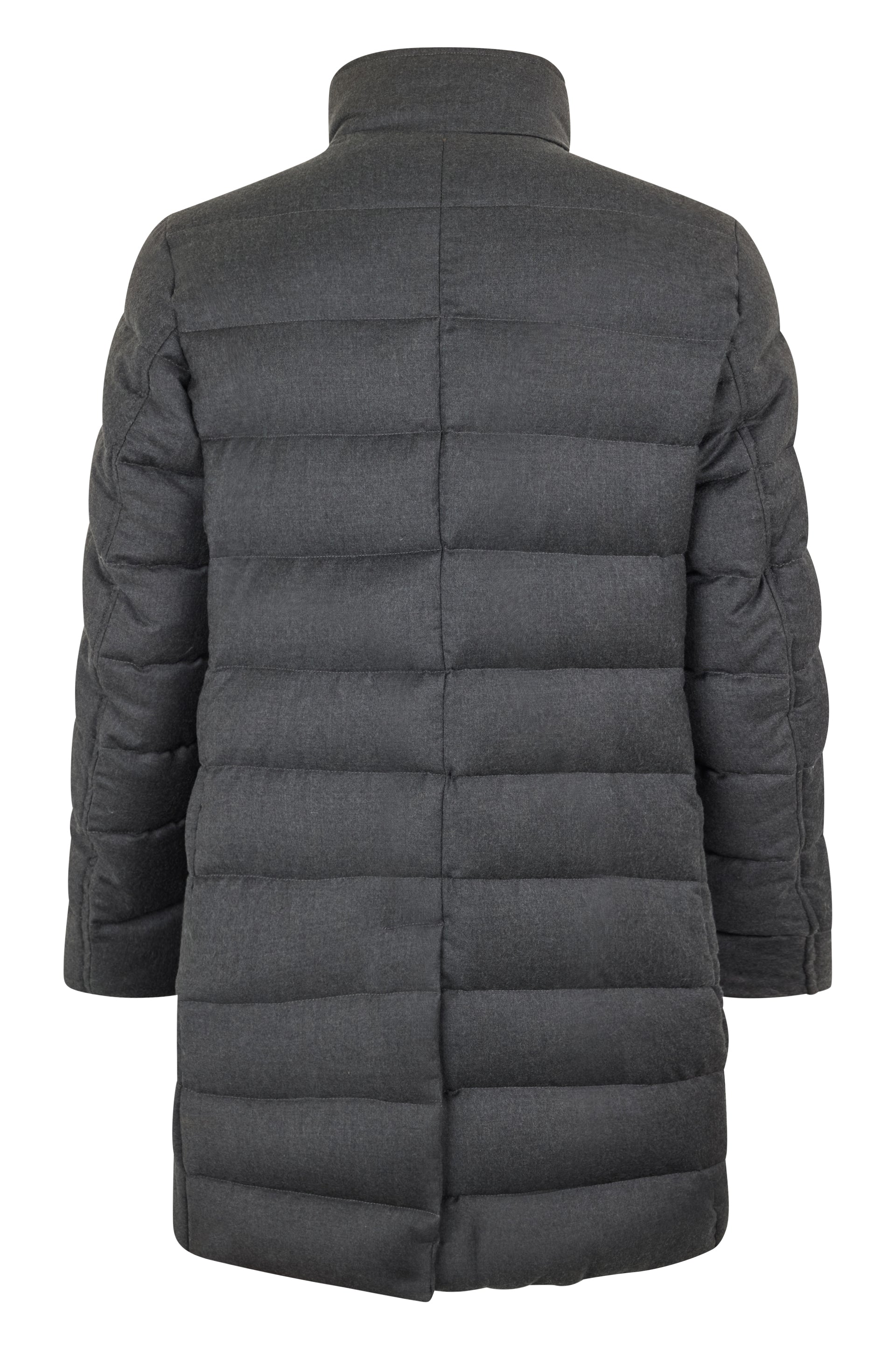 Modern dark gray coat ideal for a winter climate