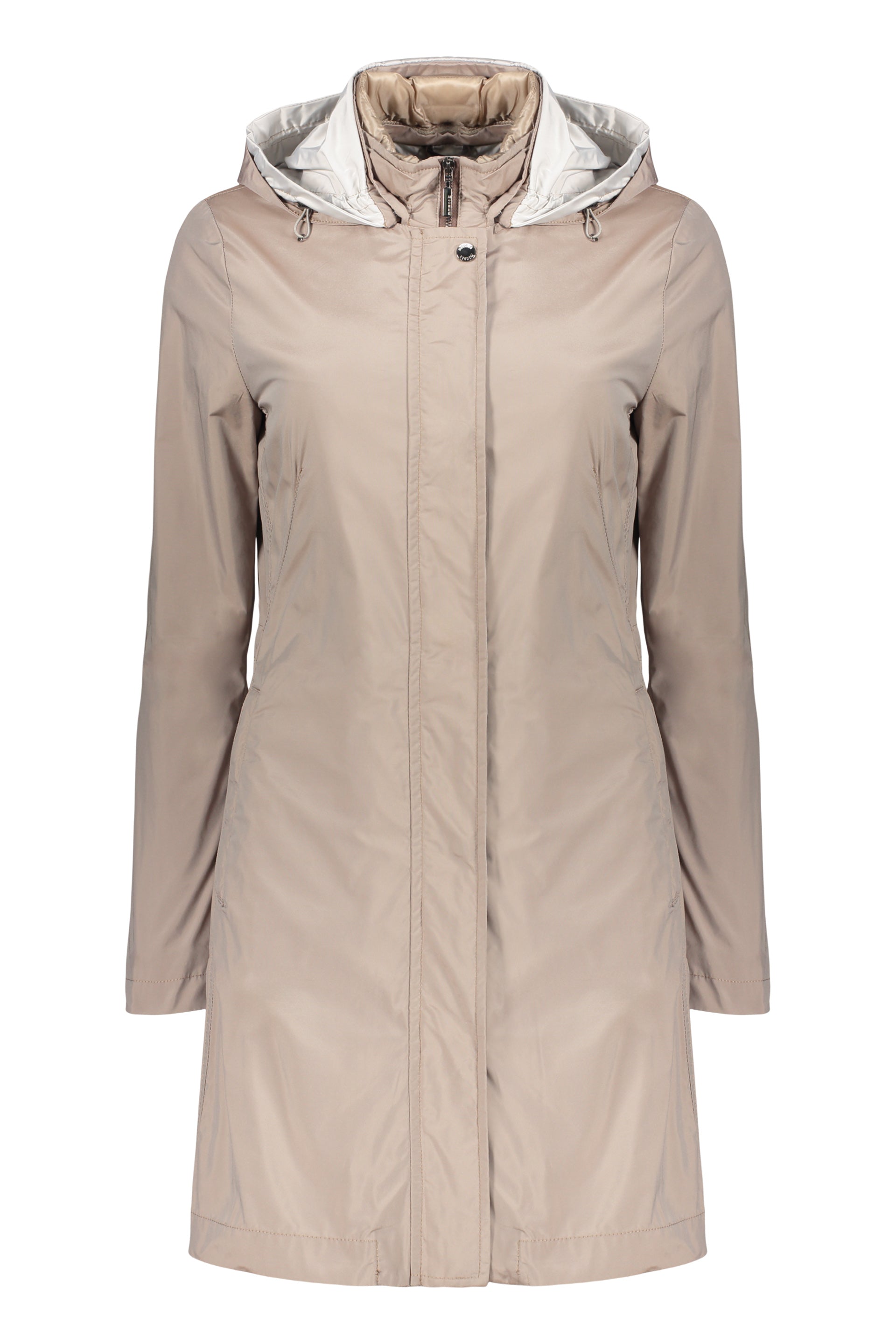 Jacket with zip and button fastening