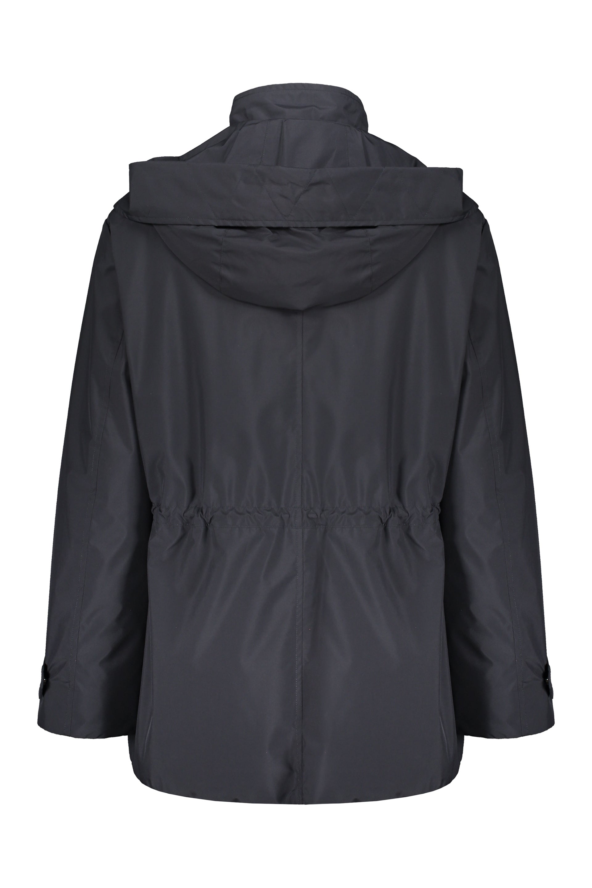 Technical fabric hooded jacket