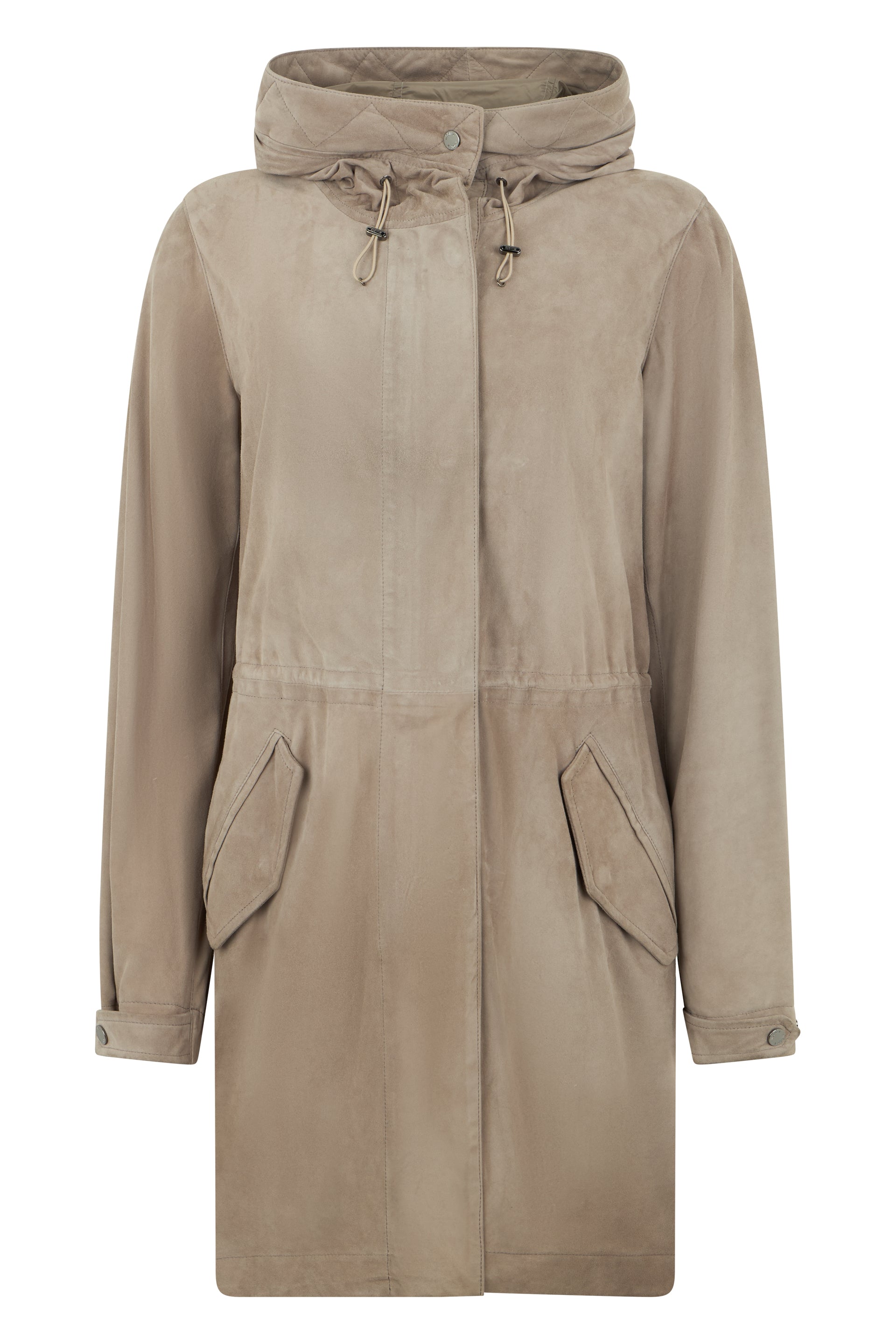 Light beige jacket with adjustable hood