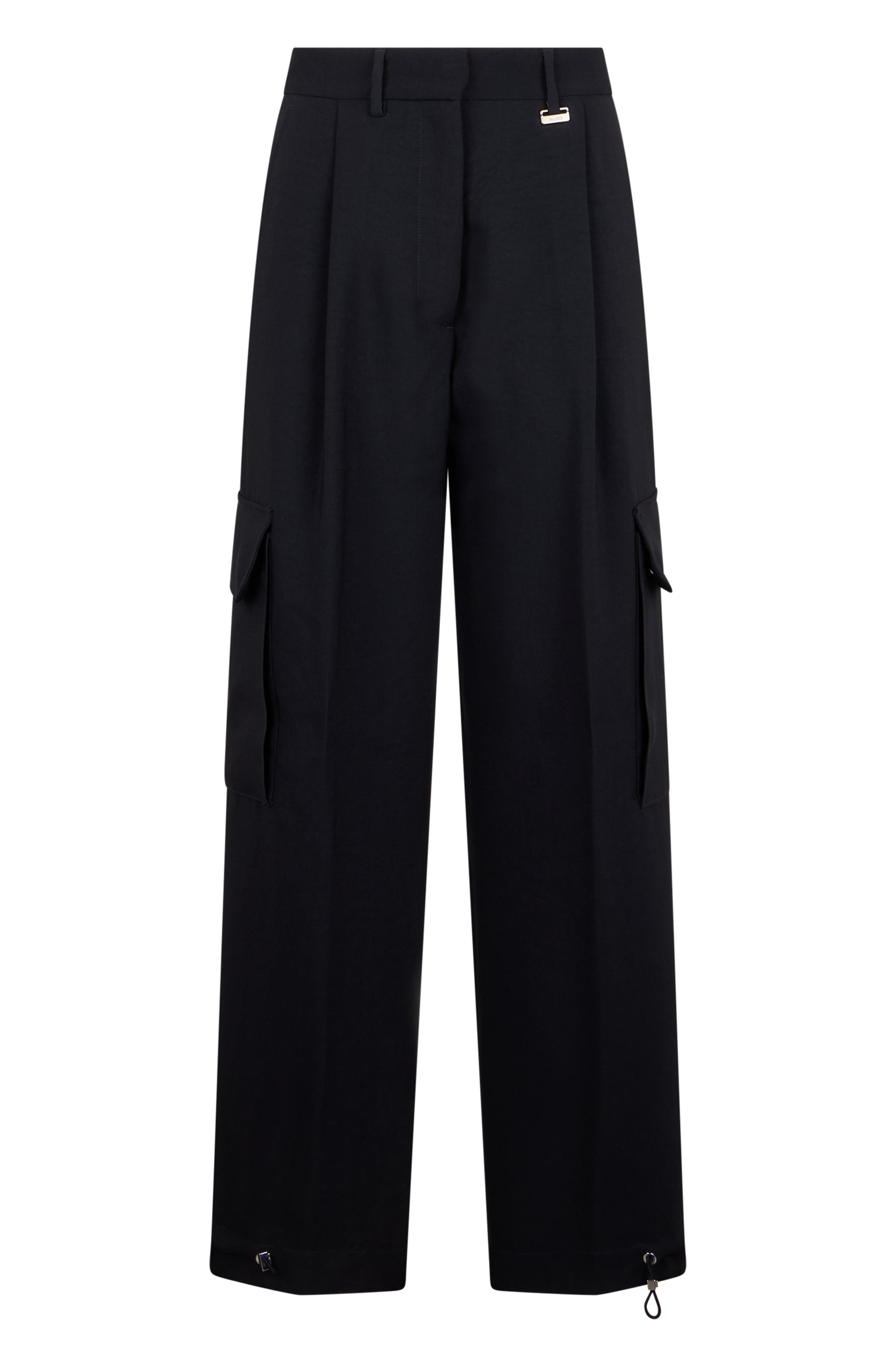 Dark blue cargo pants with a sophisticated and versatile design.