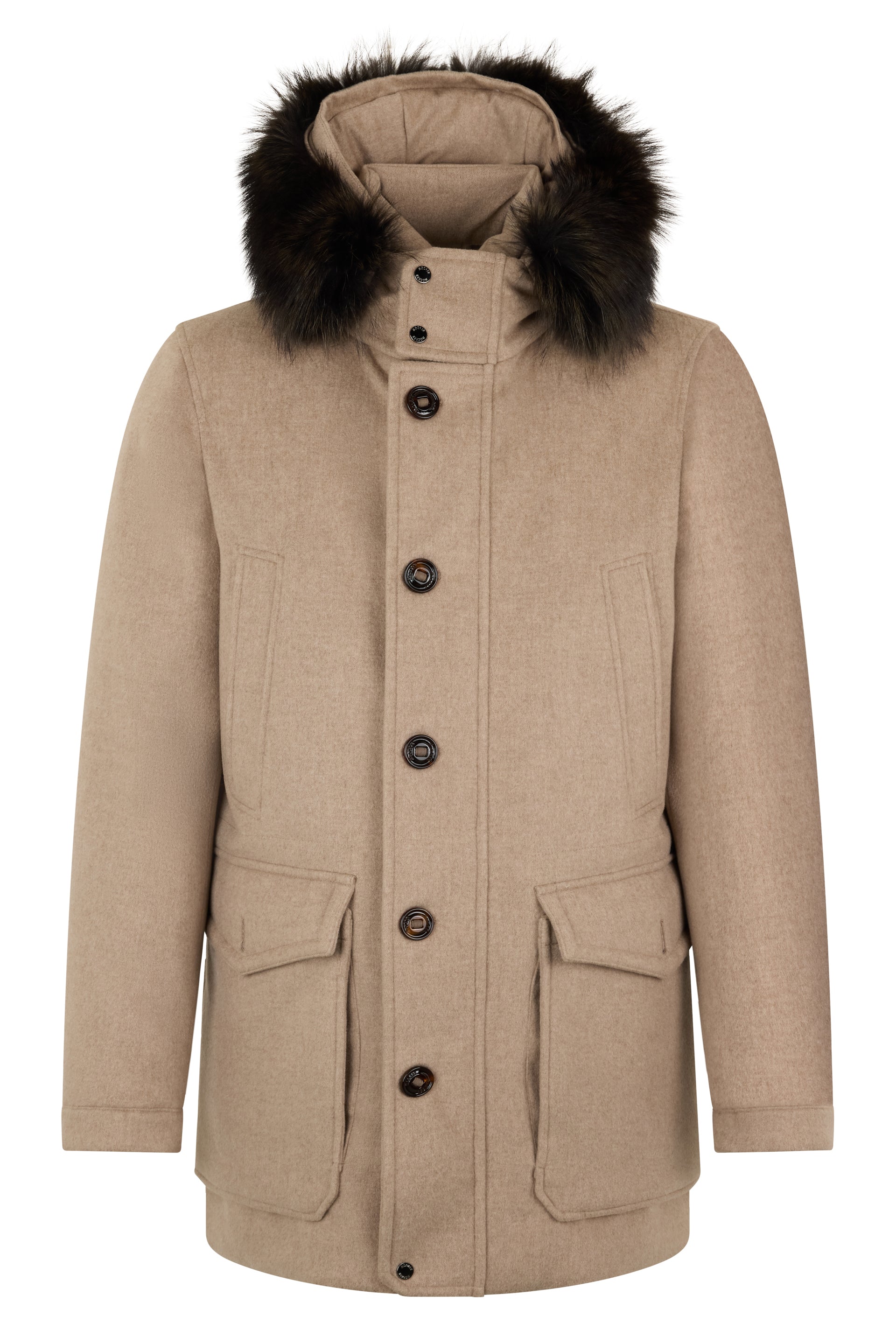 Elegant winter coat with synthetic fur