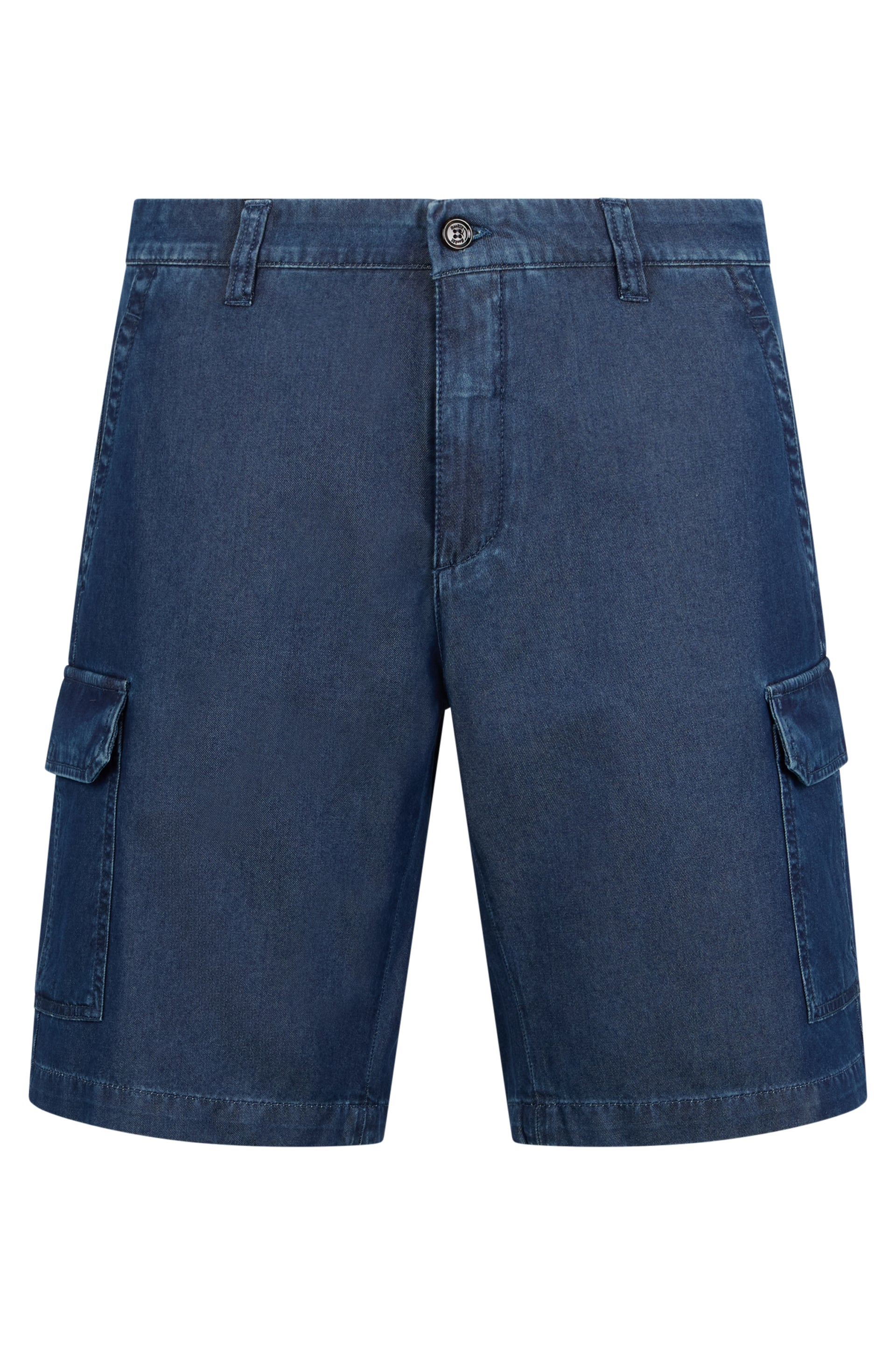 Dark blue denim shorts, summer and comfortable.