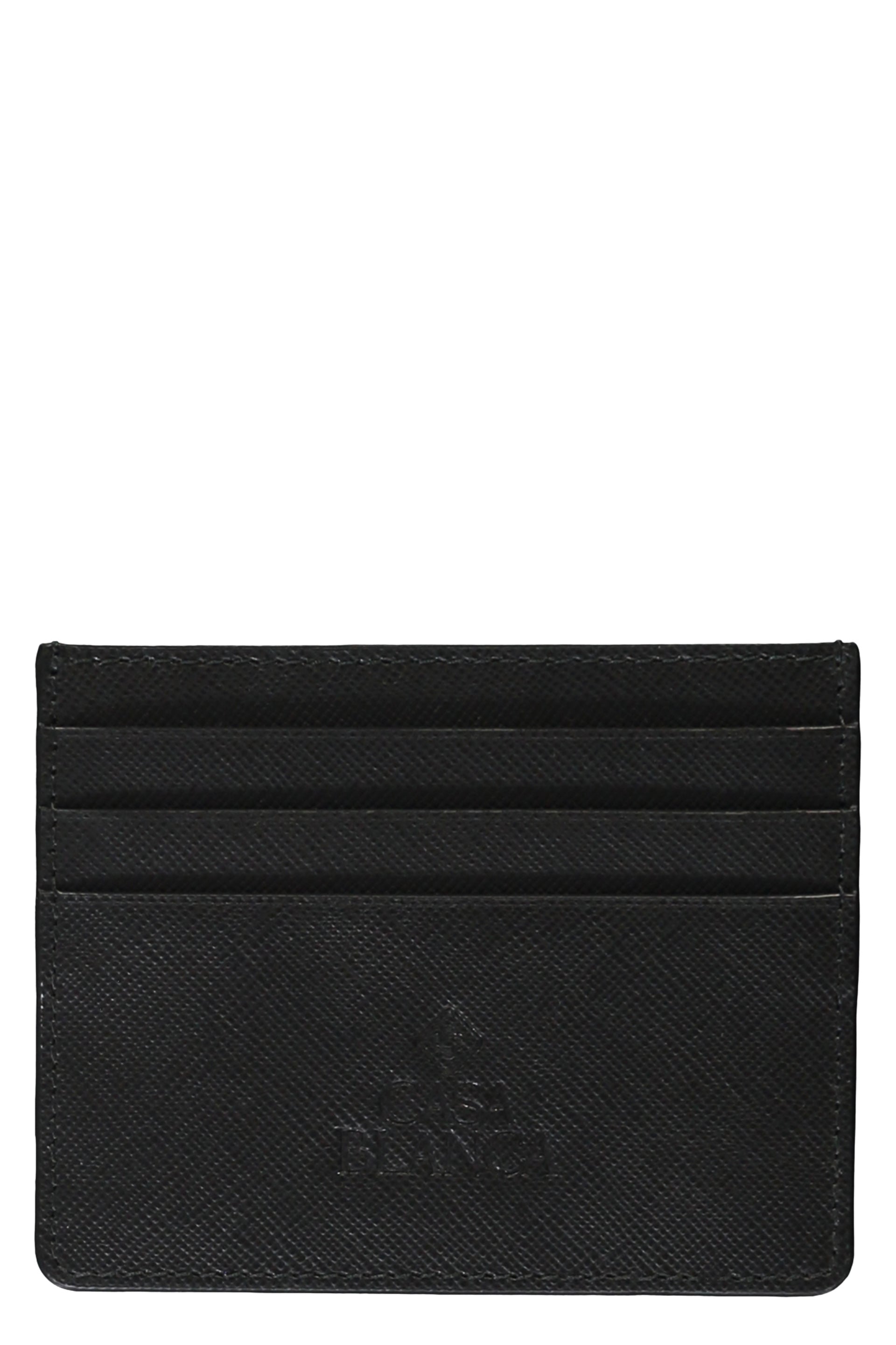 Logo detail leather card holder