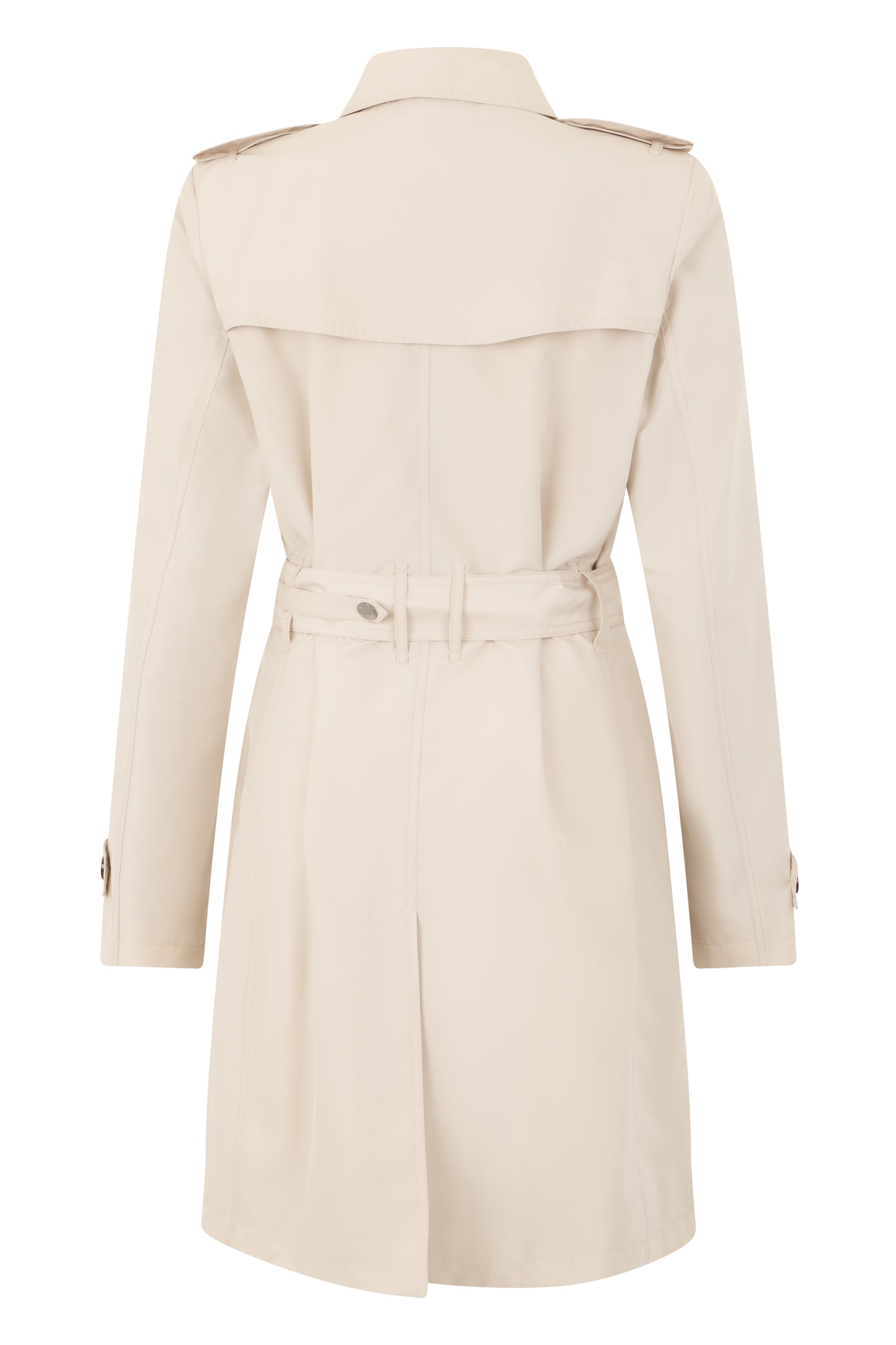 Elegant beige trench with belt and buttons