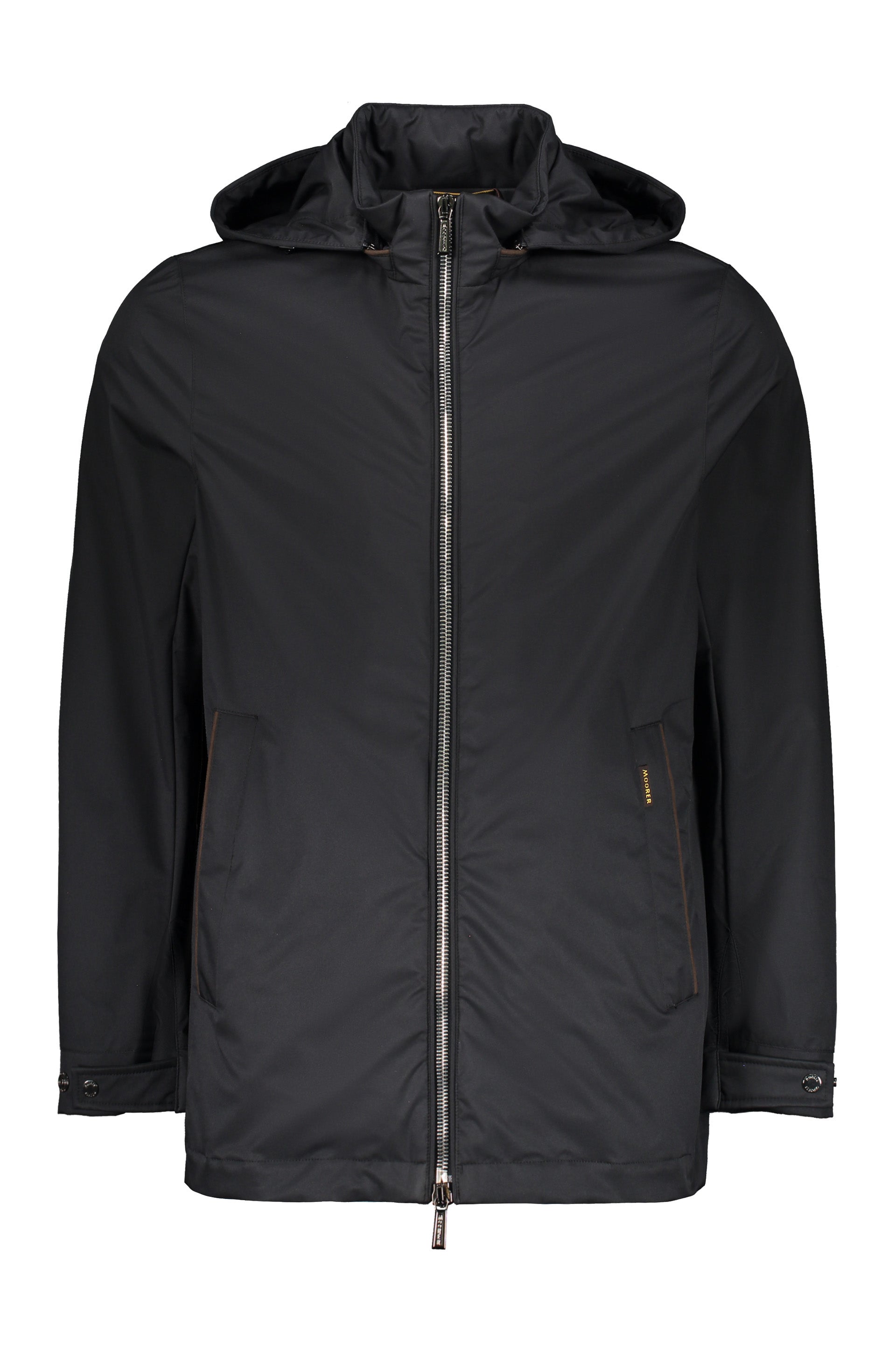 Technical fabric hooded jacket