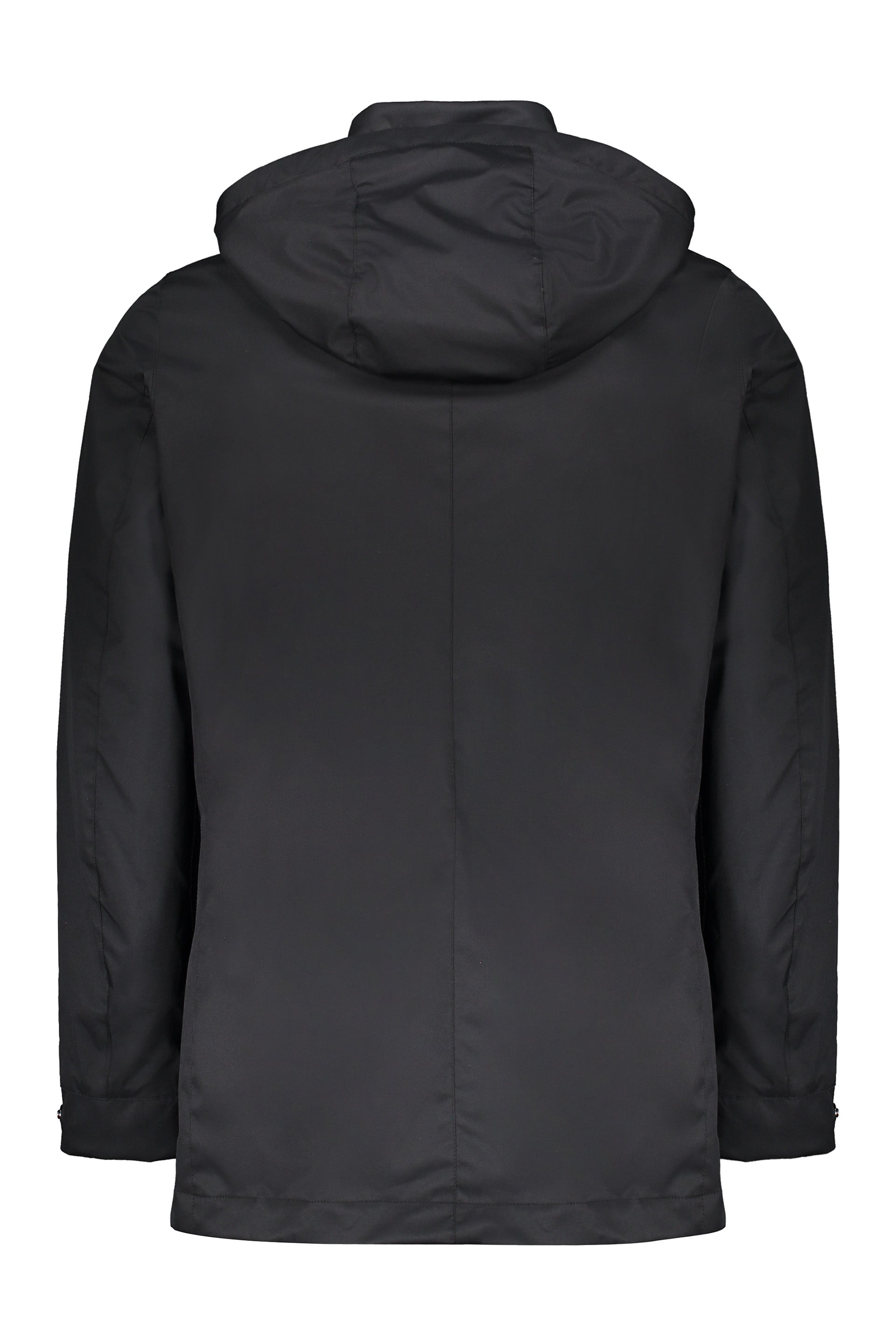Technical fabric hooded jacket