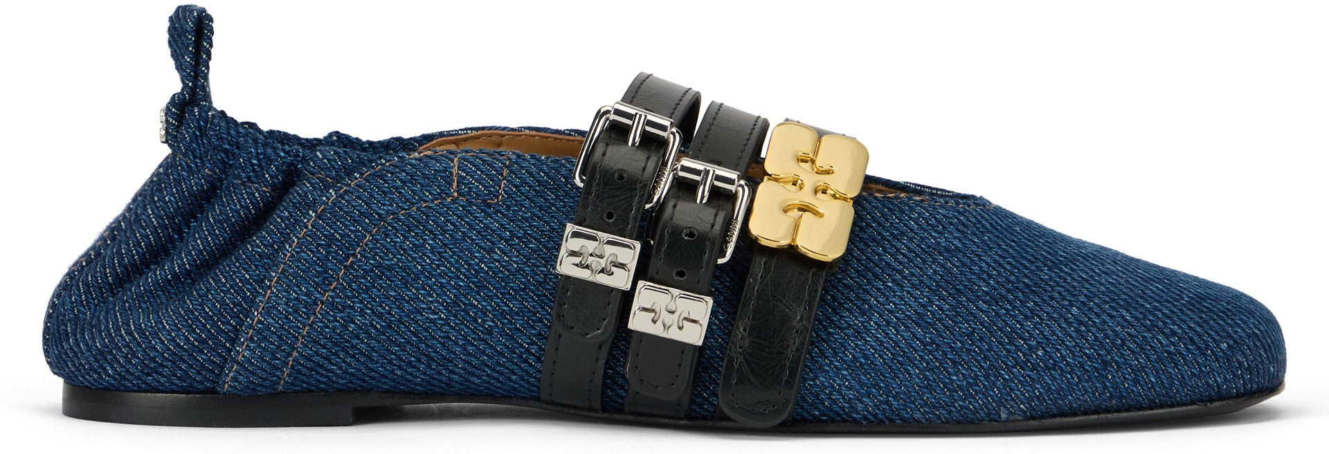 Sue Triple Ballerina in Blue Denim