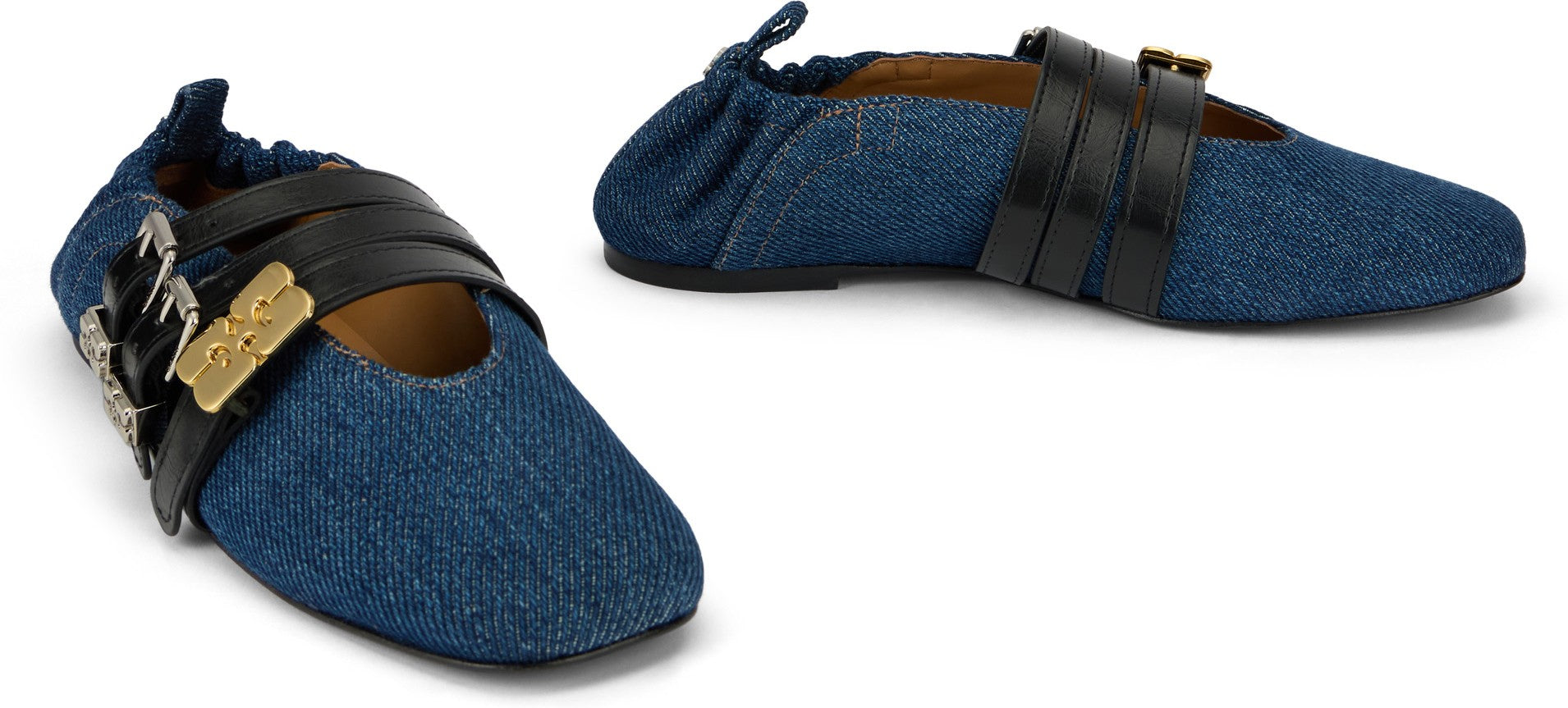 Sue Triple Ballerina in Blue Denim