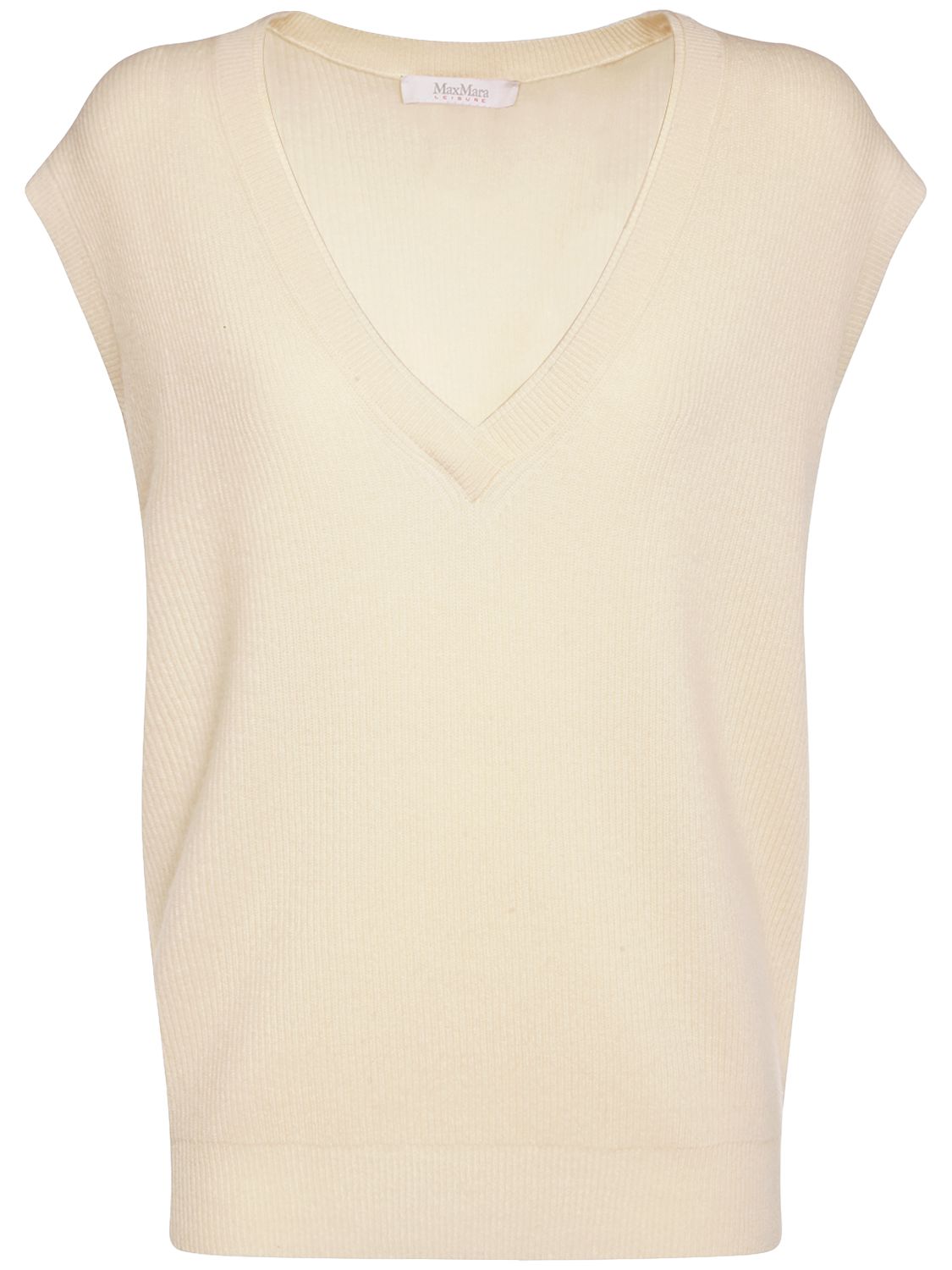 Beige gilet with V-neck