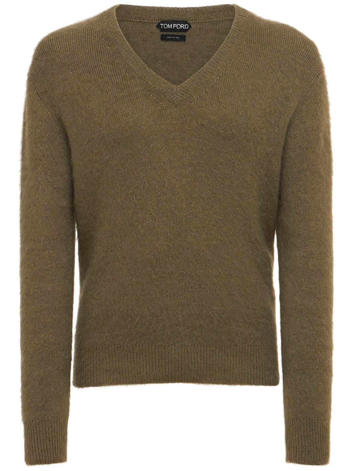 Olive green sweater with v-neck