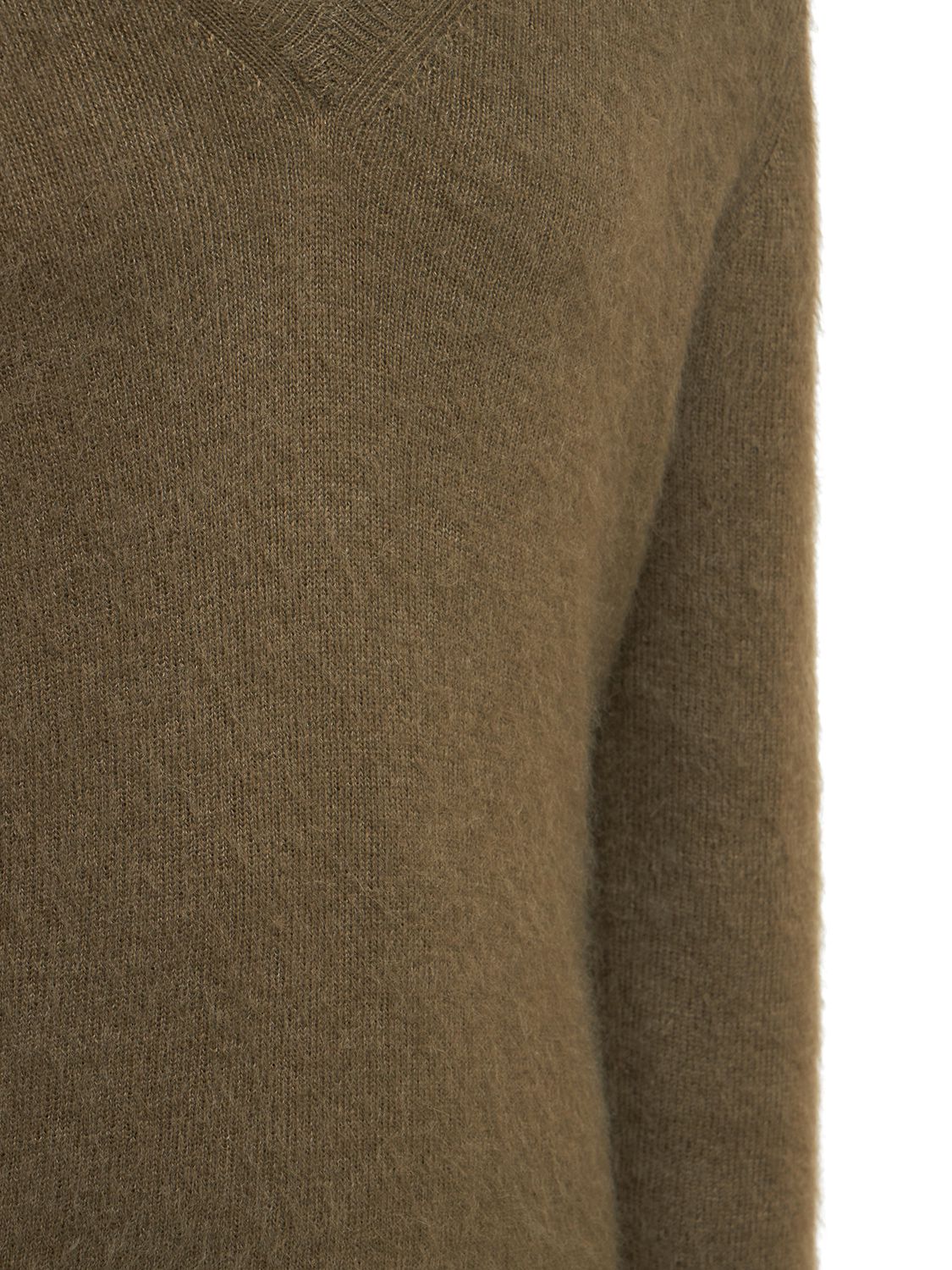 Olive green sweater with v-neck