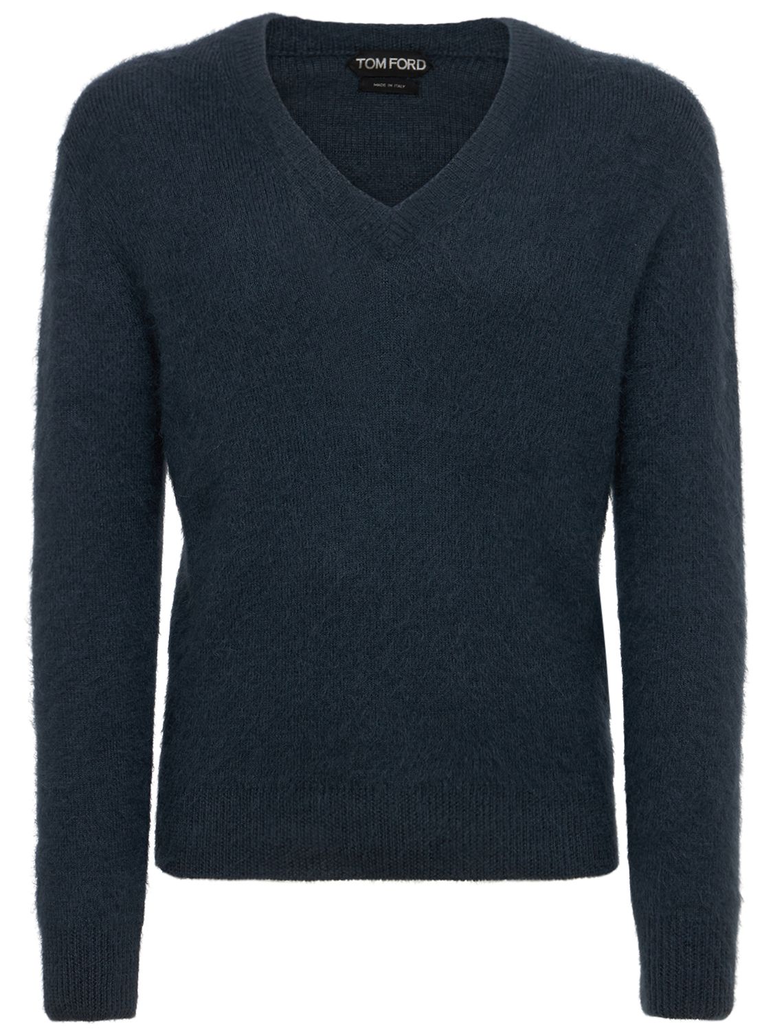 Dark blue V-neck sweater