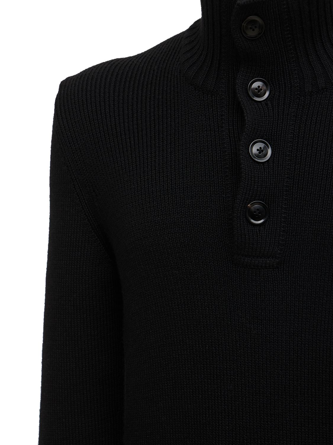 Black sweater with long sleeves and high collar