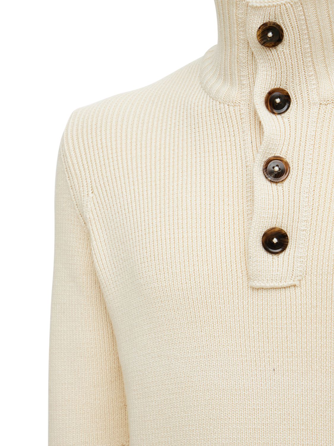 Ivory high-neck sweater with buttons