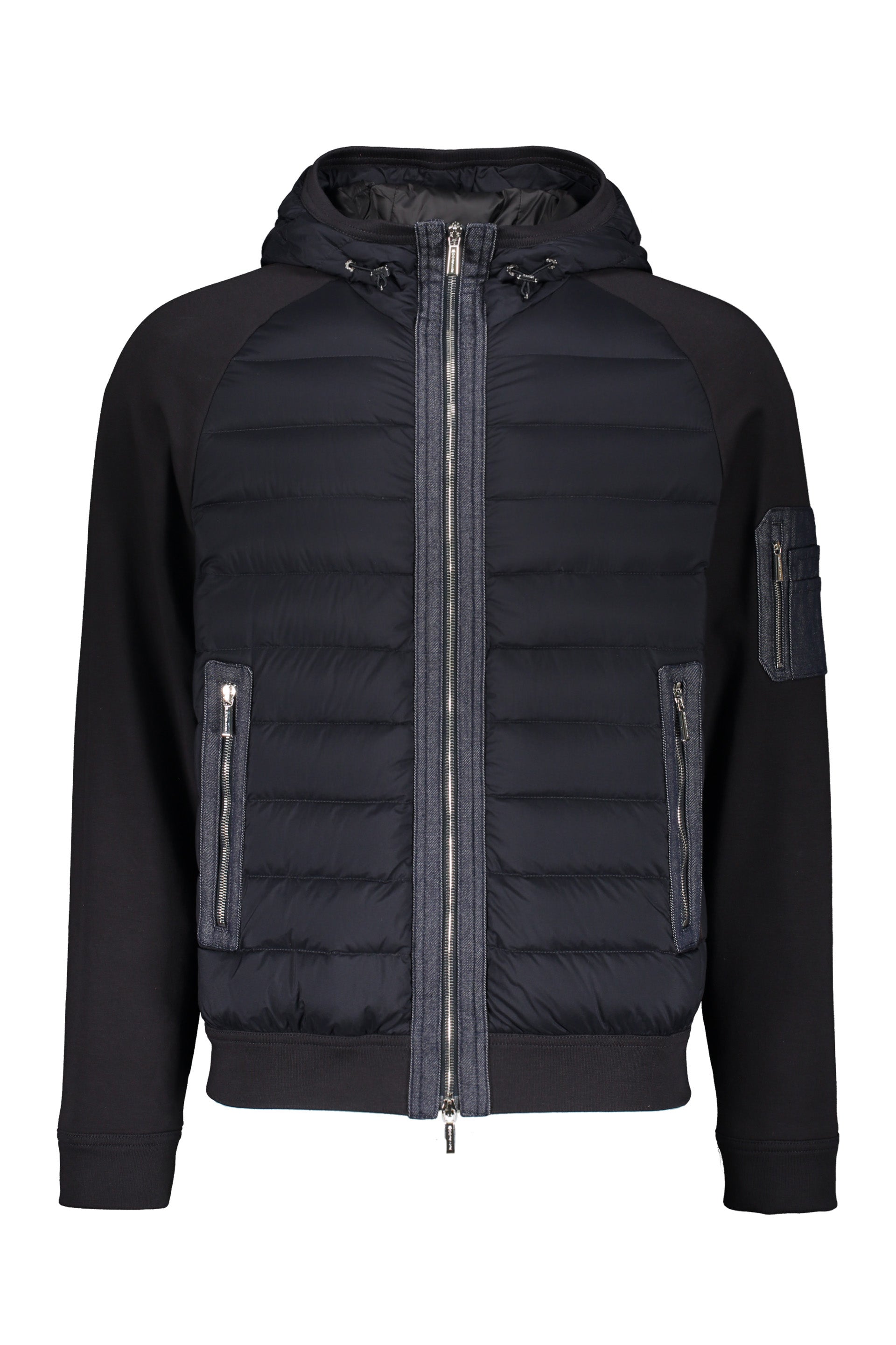 Hooded full-zip down jacket