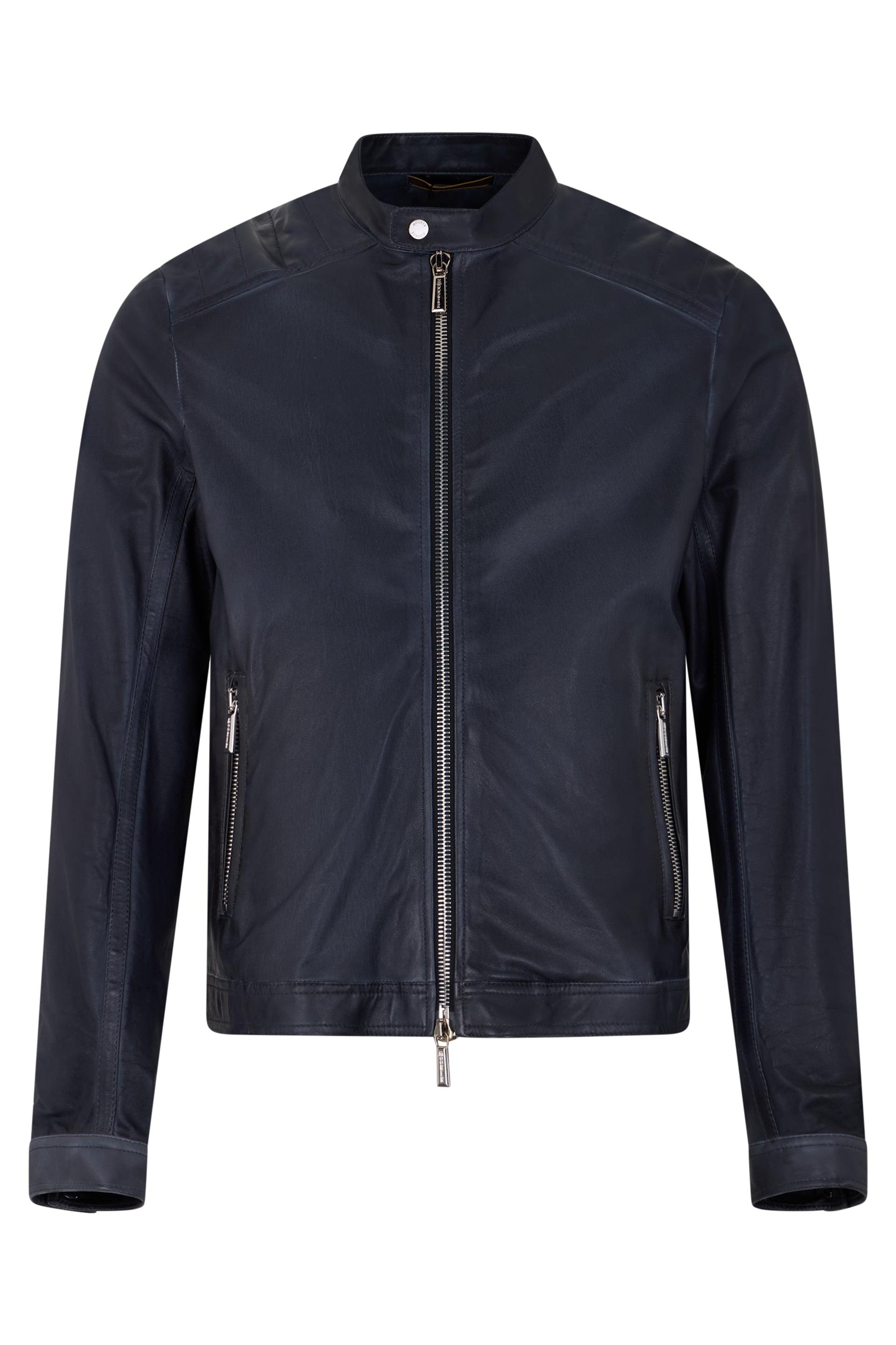 Elegant blue leather jacket