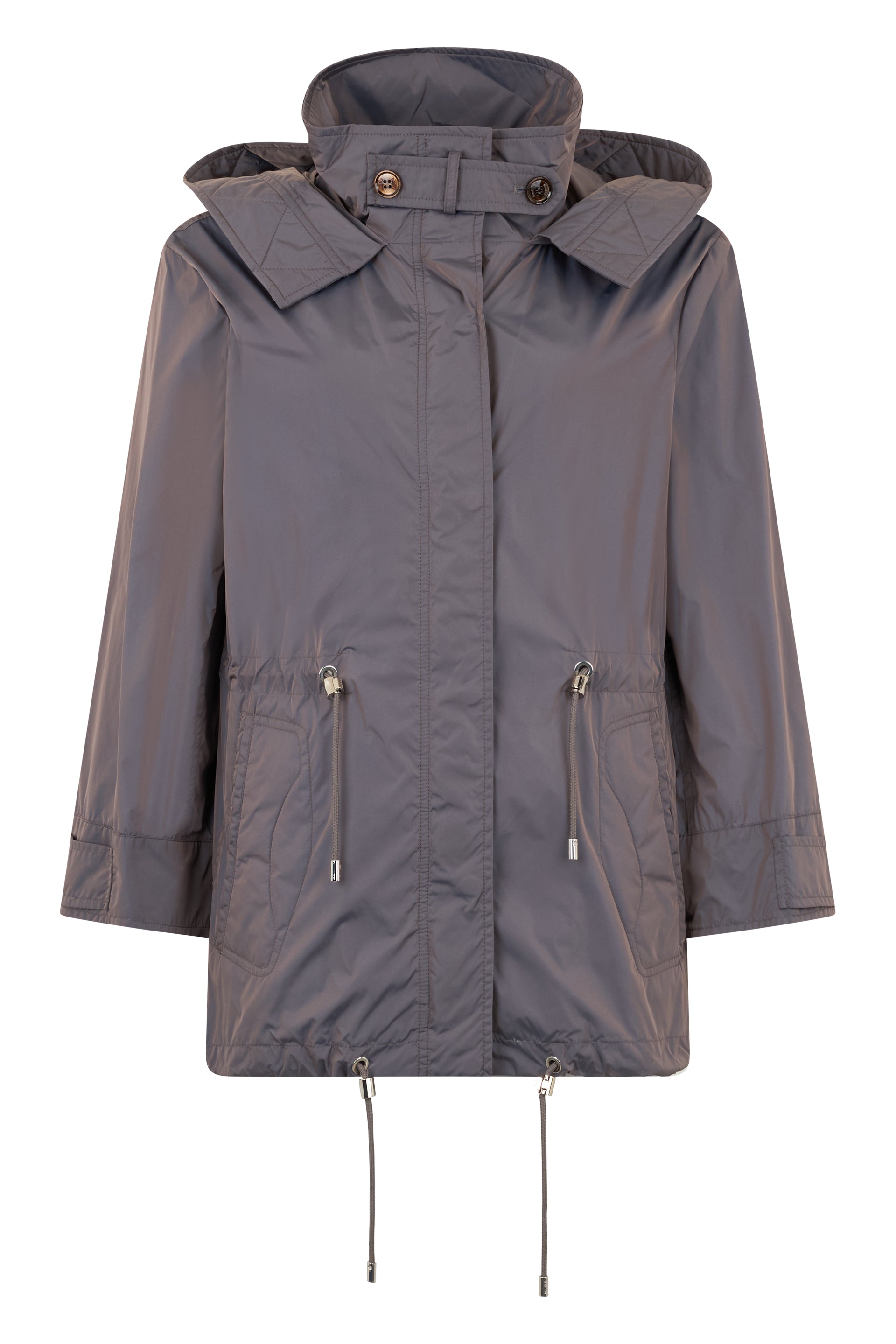 Elegant dark blue jacket with long sleeves, minimal and versatile.