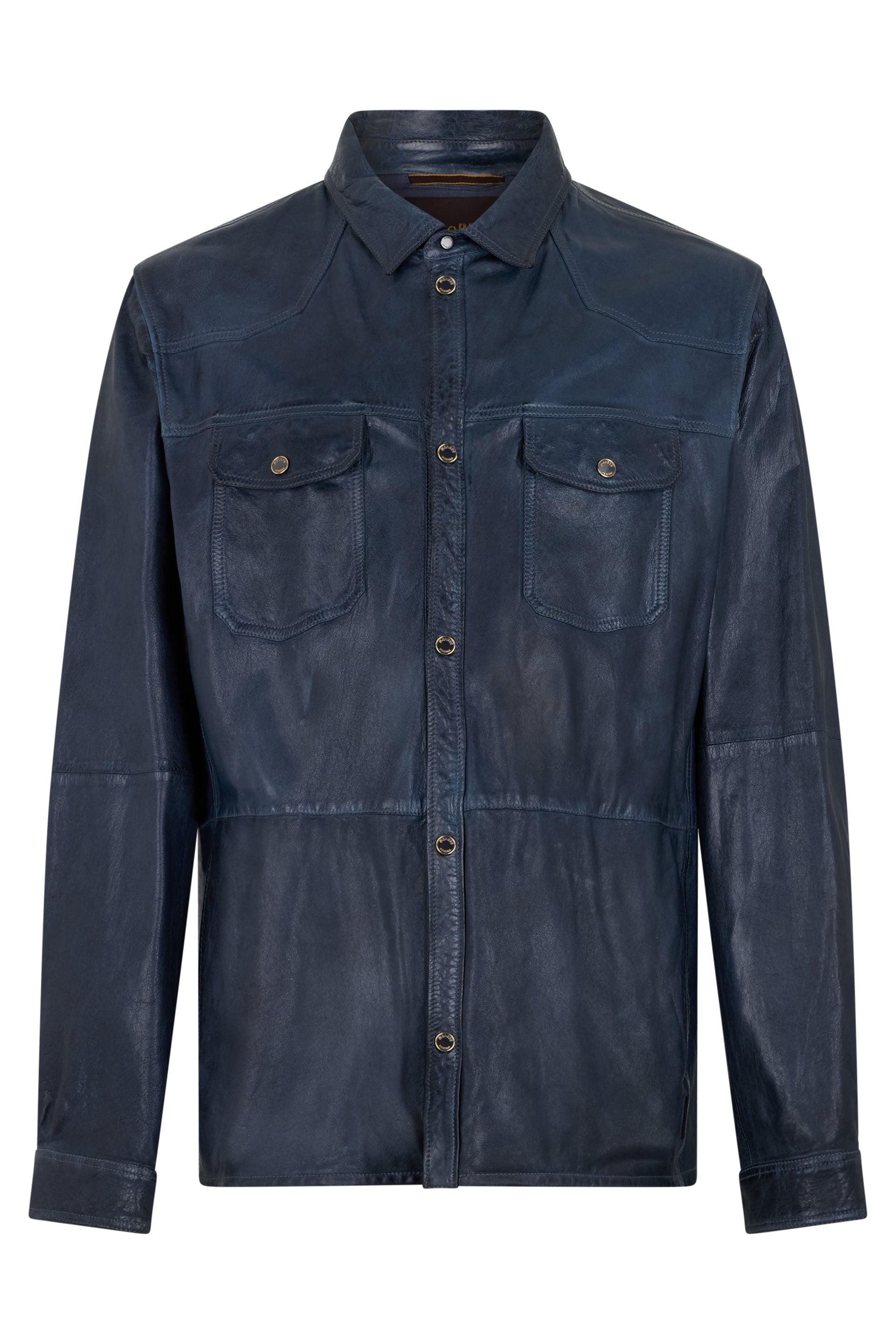 Elegant modern dark blue leather jacket