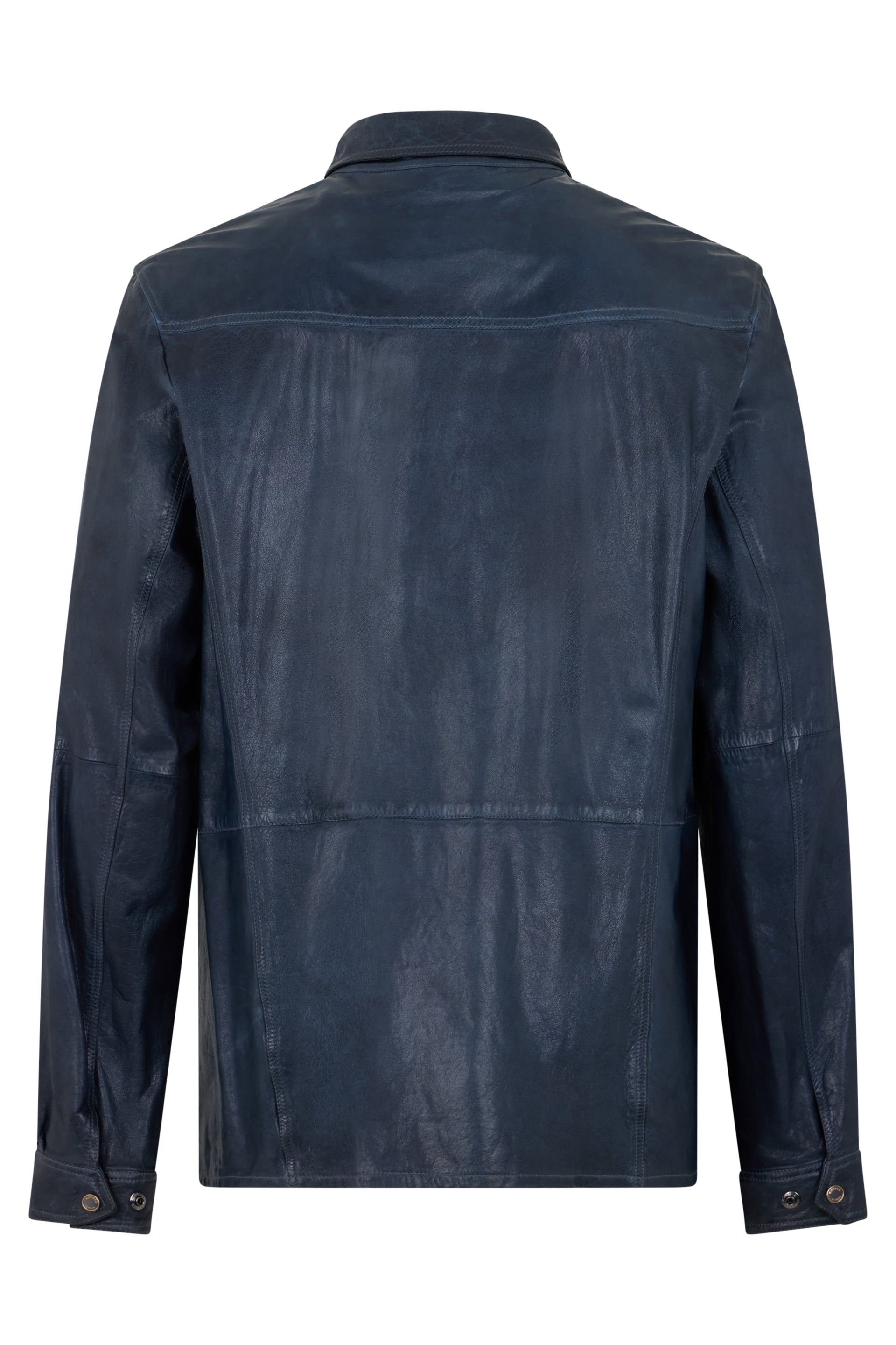 Elegant modern dark blue leather jacket