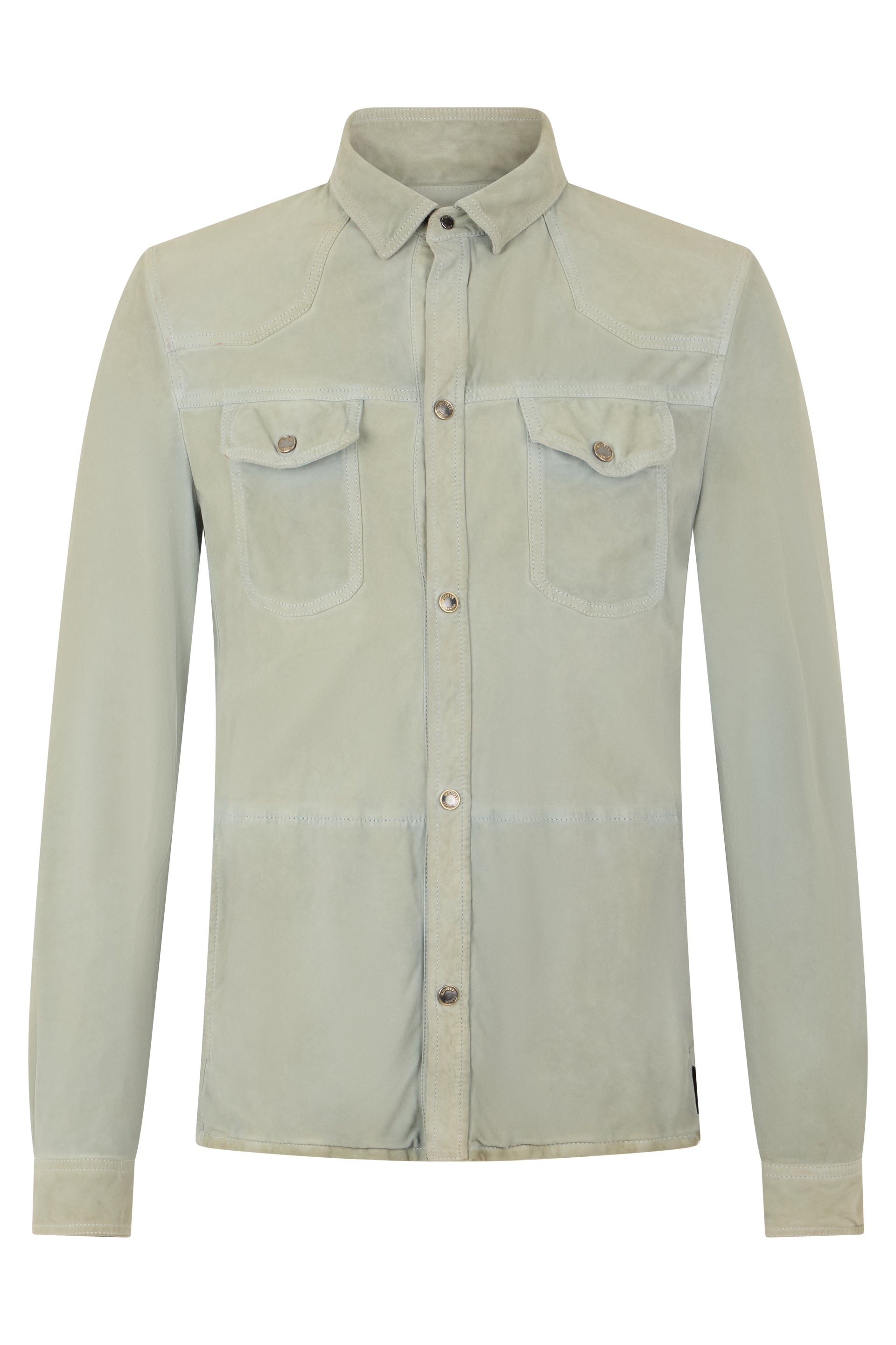 Classic leather shirt with long sleeves versatile