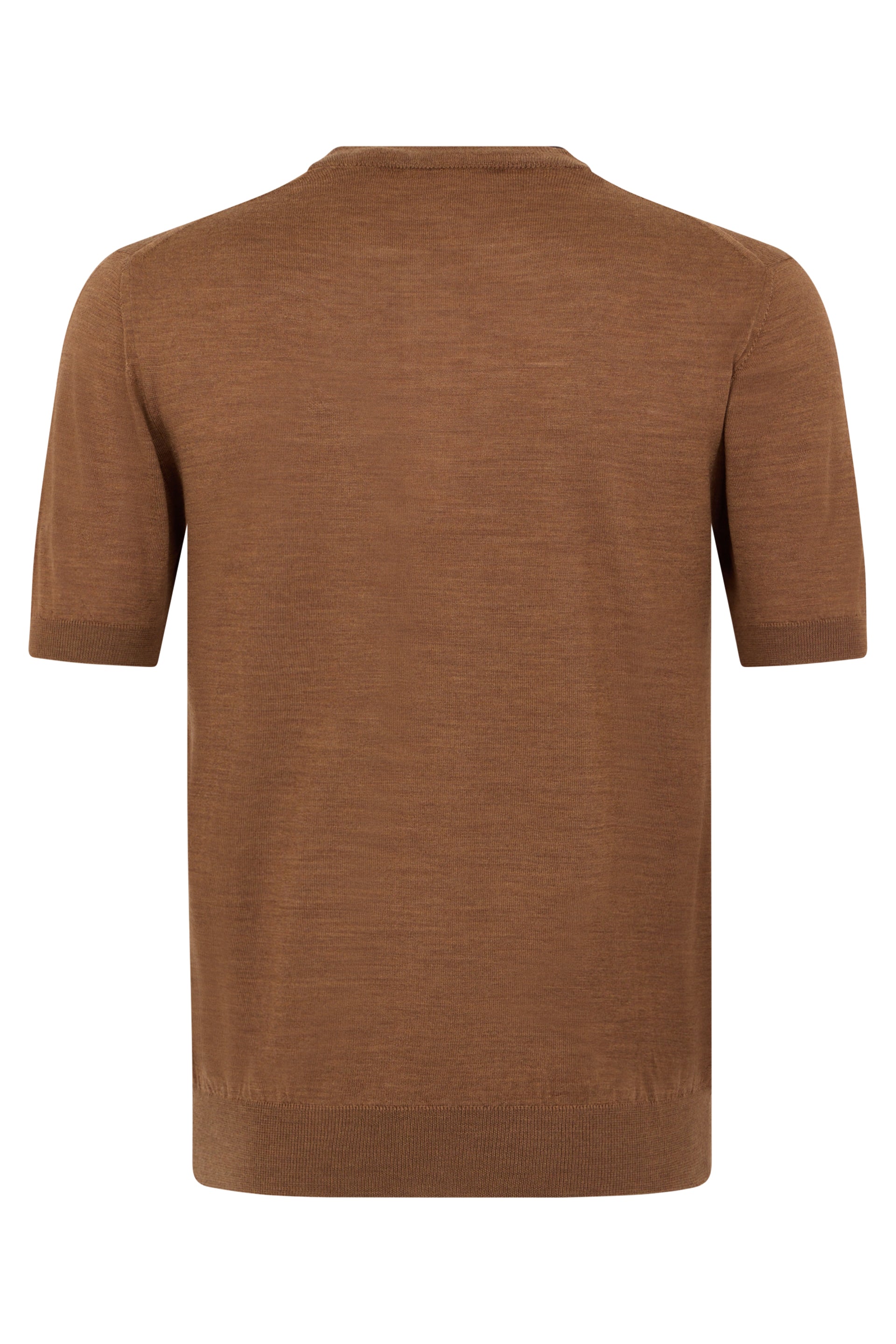 Fine knit sweater in brown color with short sleeves, elegant and versatile.