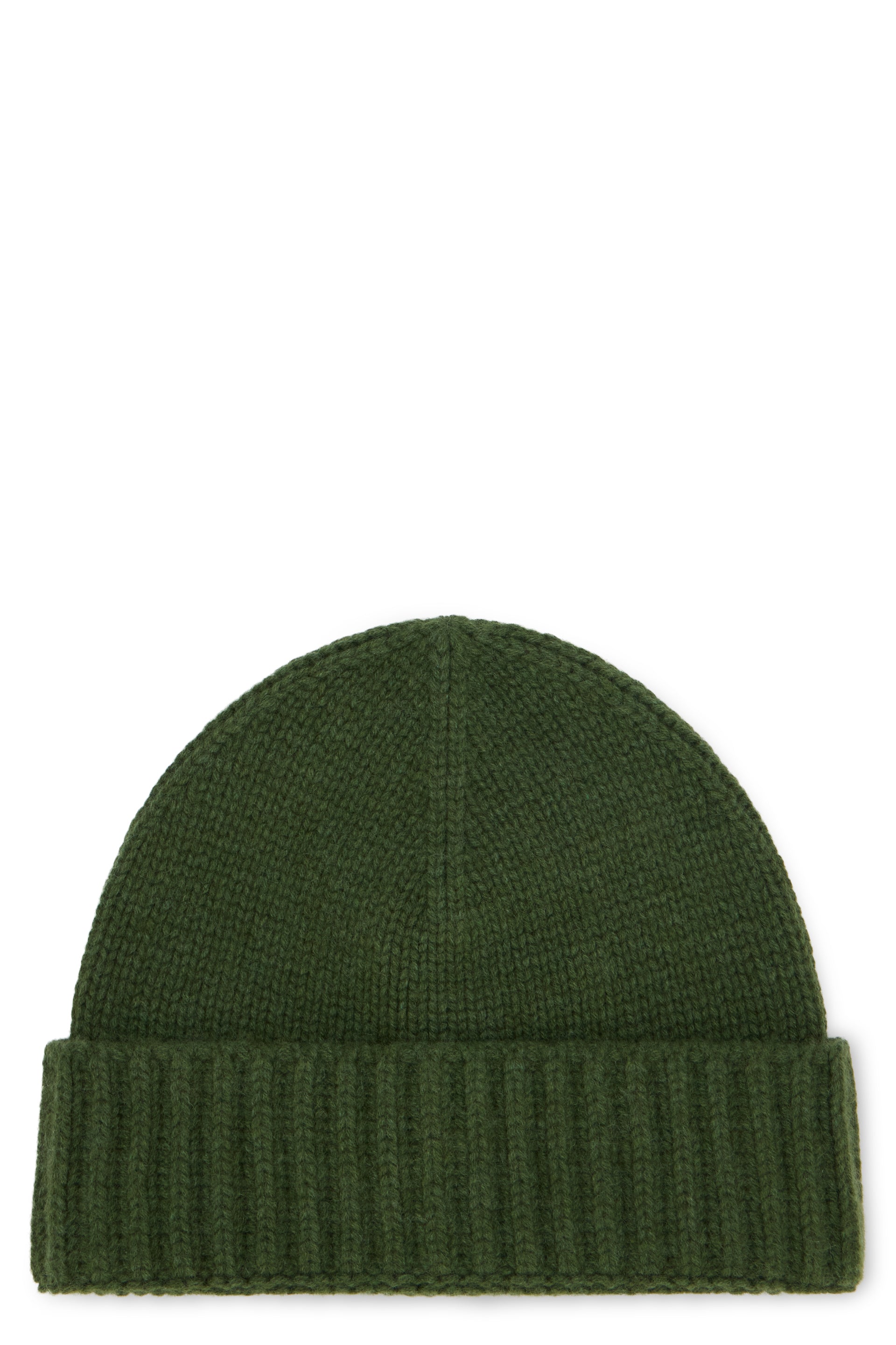 Dark green knitted hat ideal for the winter season.