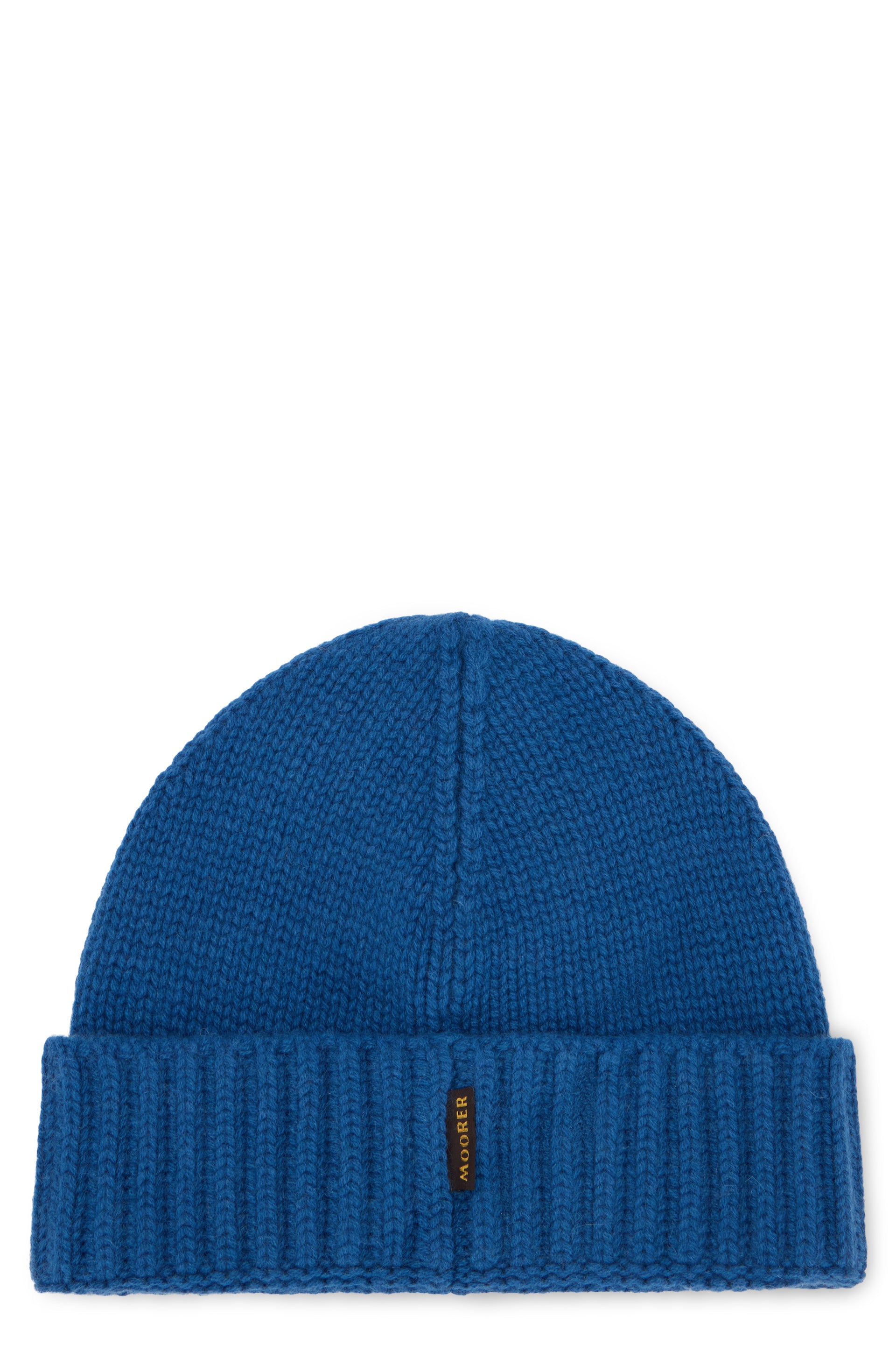 Blue knitted hat, comfortable and versatile.