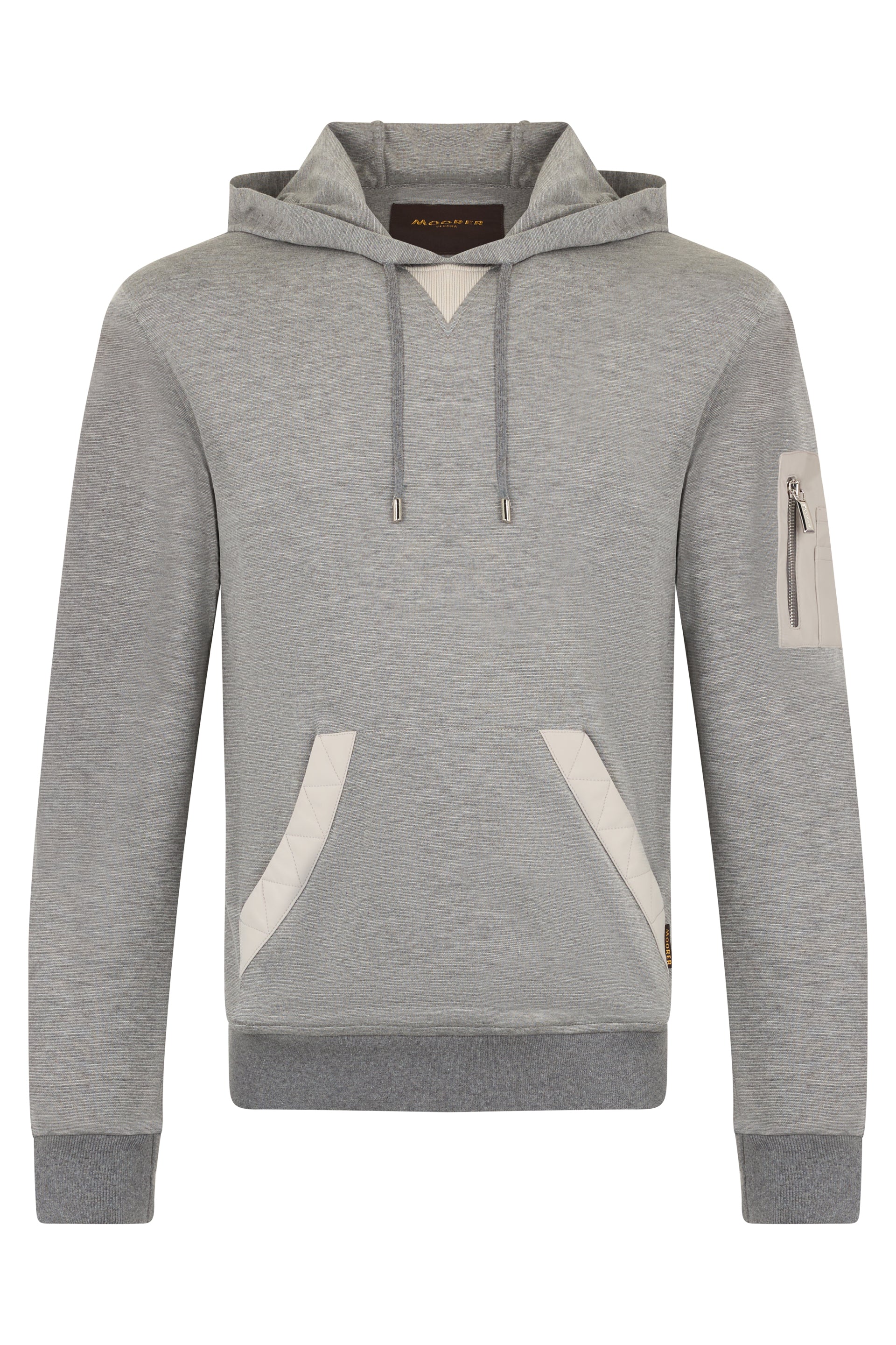 Gray melange hoodie, simple and comfortable.