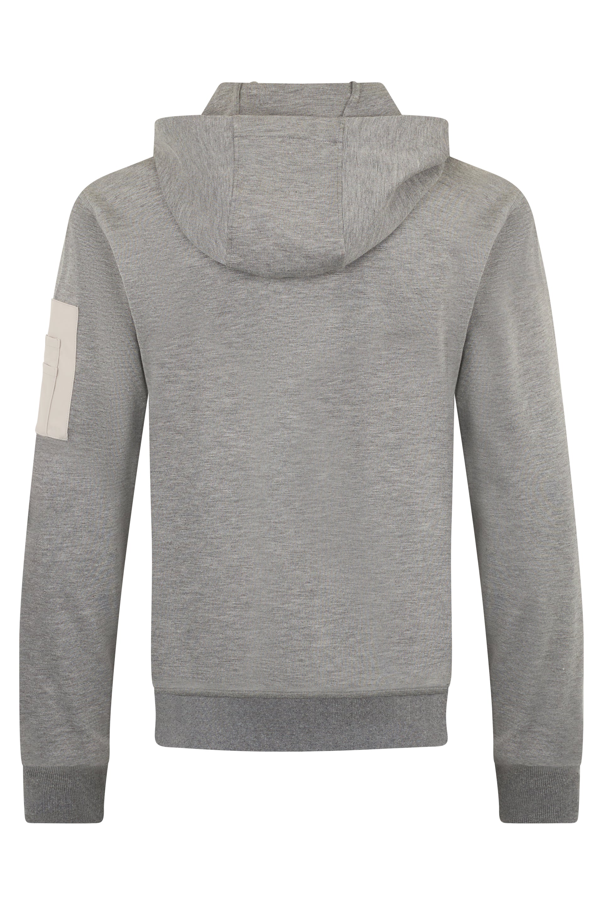 Gray melange hoodie, simple and comfortable.