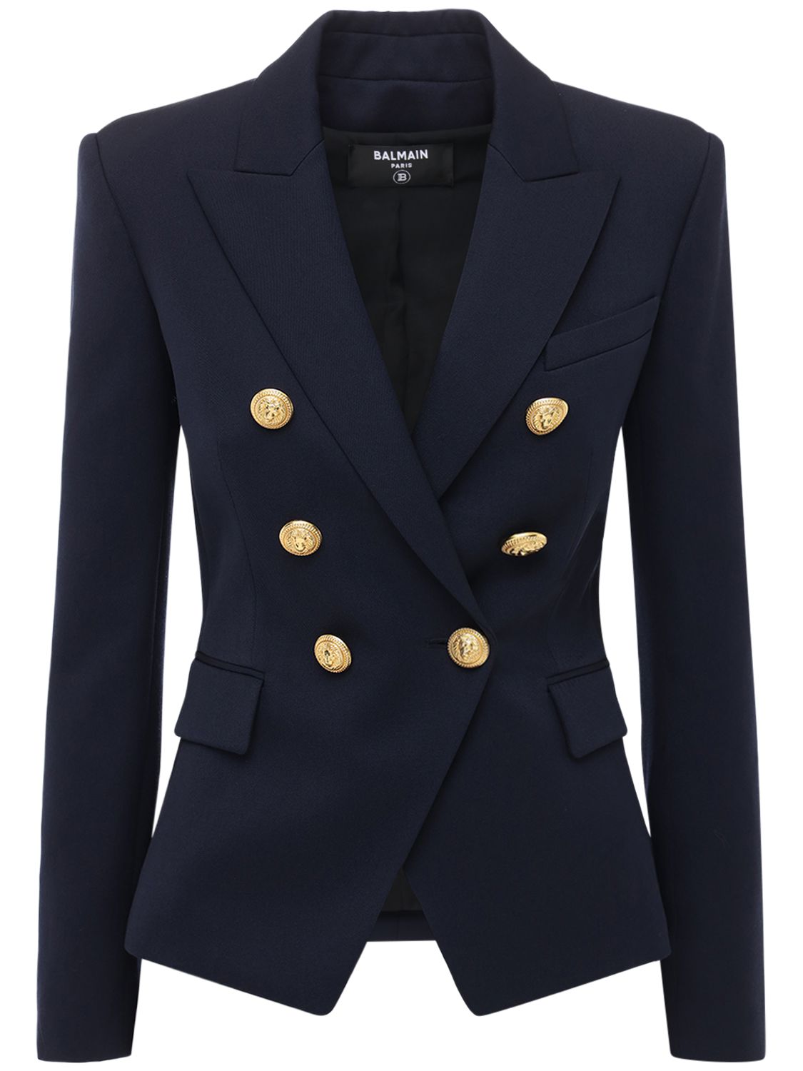 Elegant dark blue double-breasted blazer