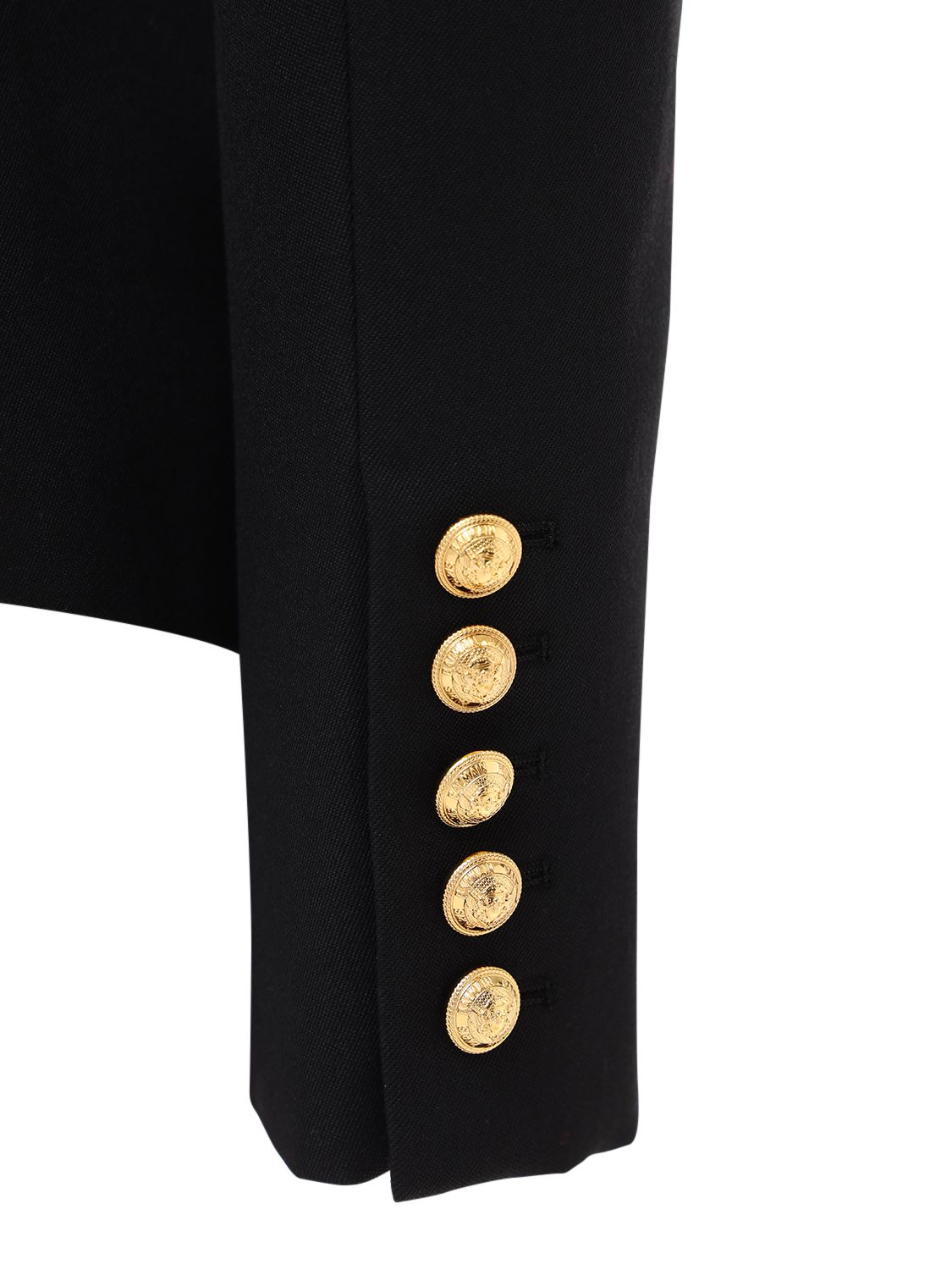 Elegant black blazer with gold buttons