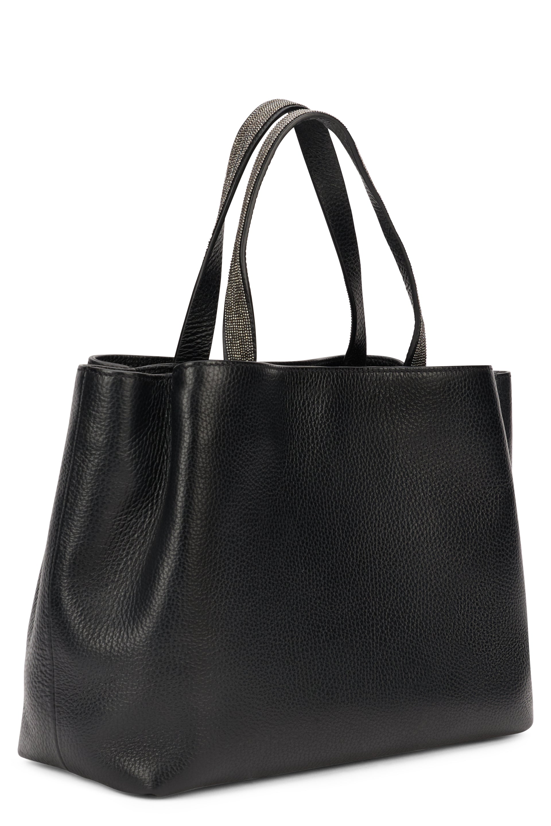Elegant black leather tote bag
