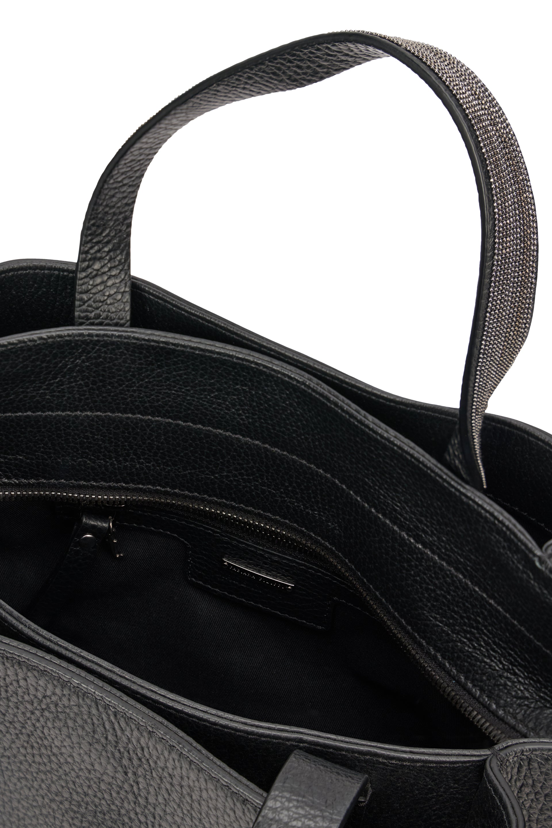 Elegant black leather tote bag