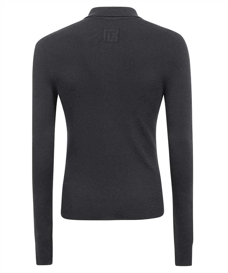 Long sleeve wool polo shirt