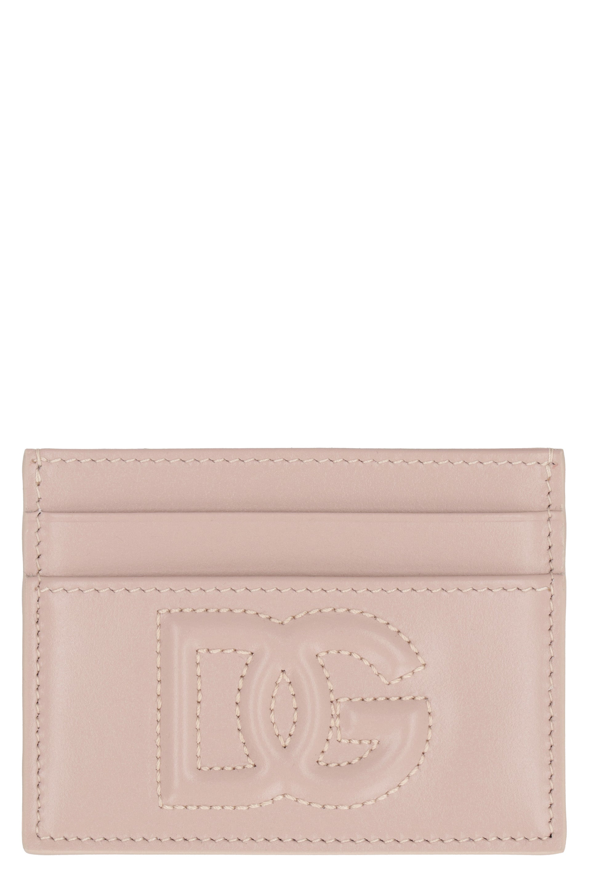 Logo detail leather card holder