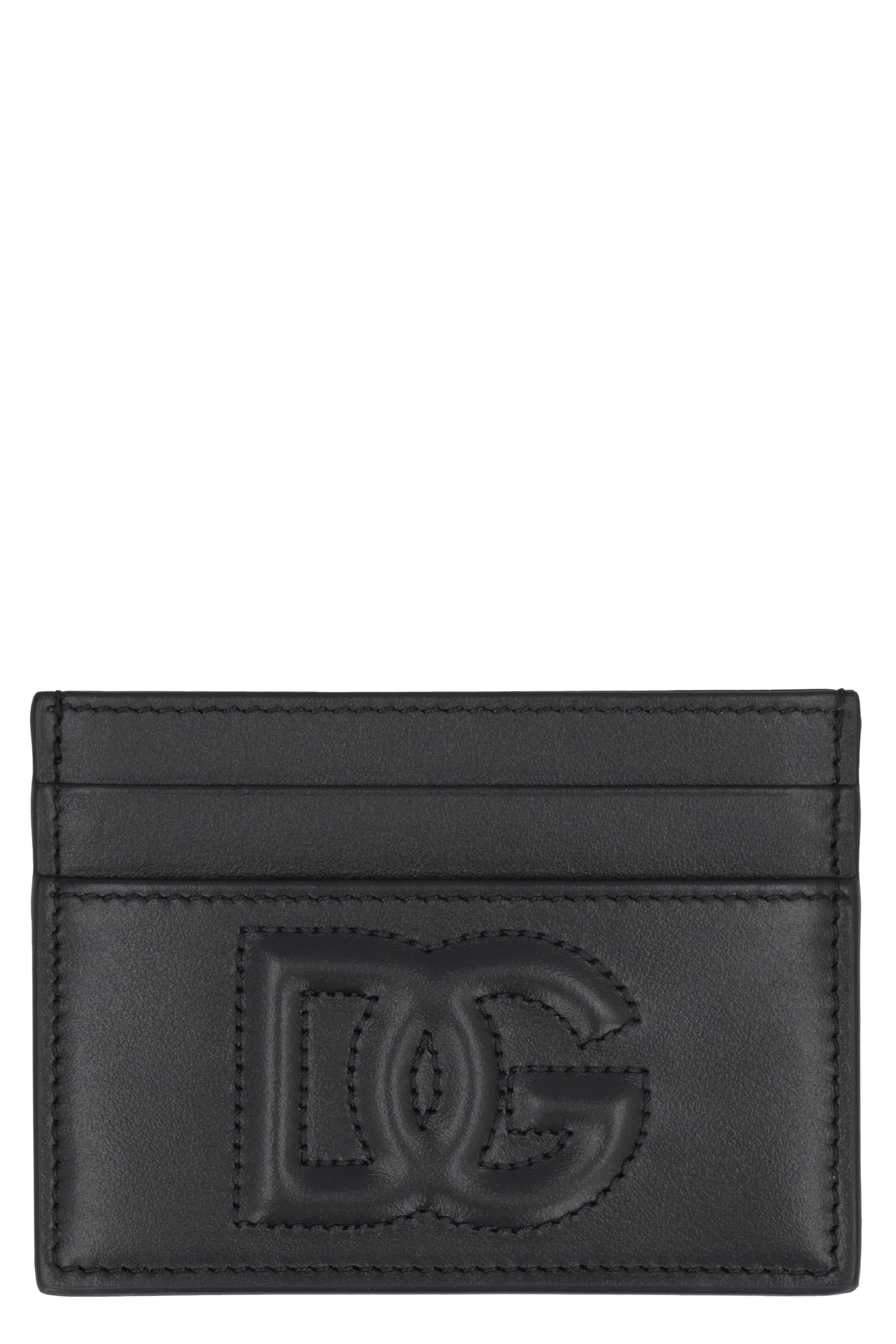 Logo detail leather card holder