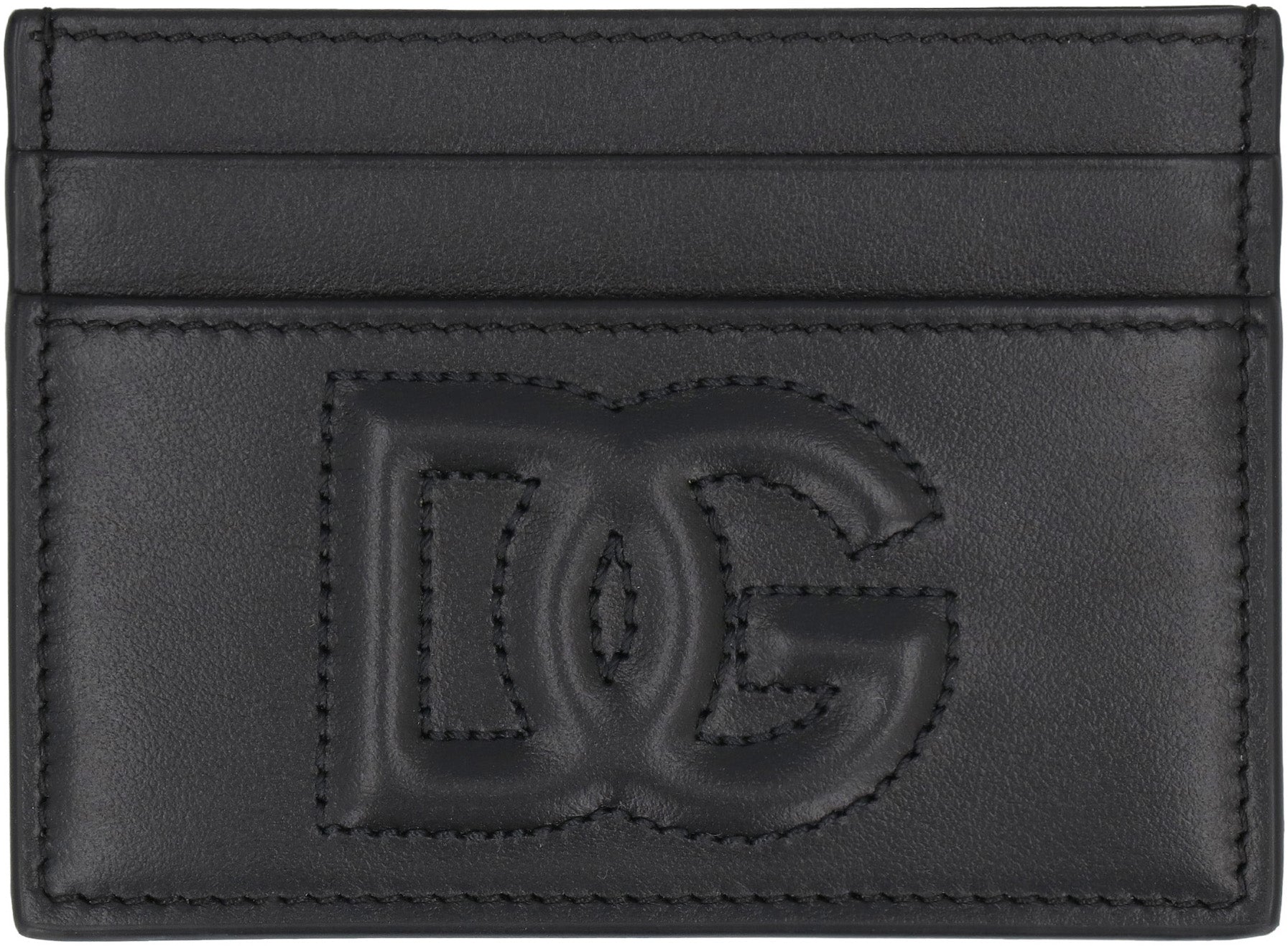 Logo detail leather card holder