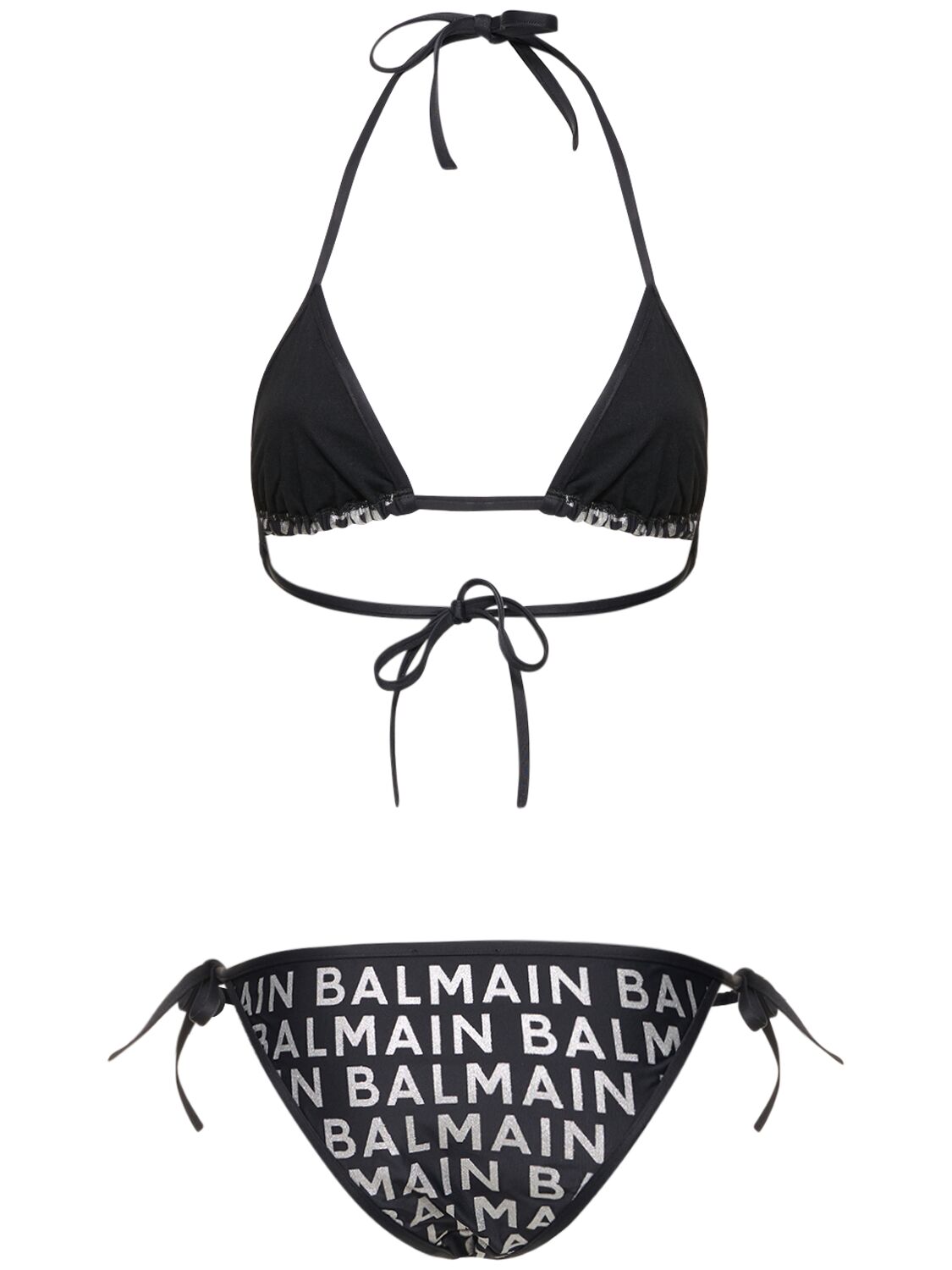 Elegant black bikini with triangle top and slip