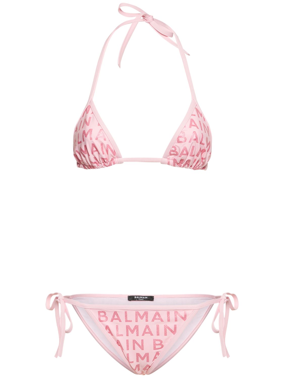 Pink bikini with logo and ties