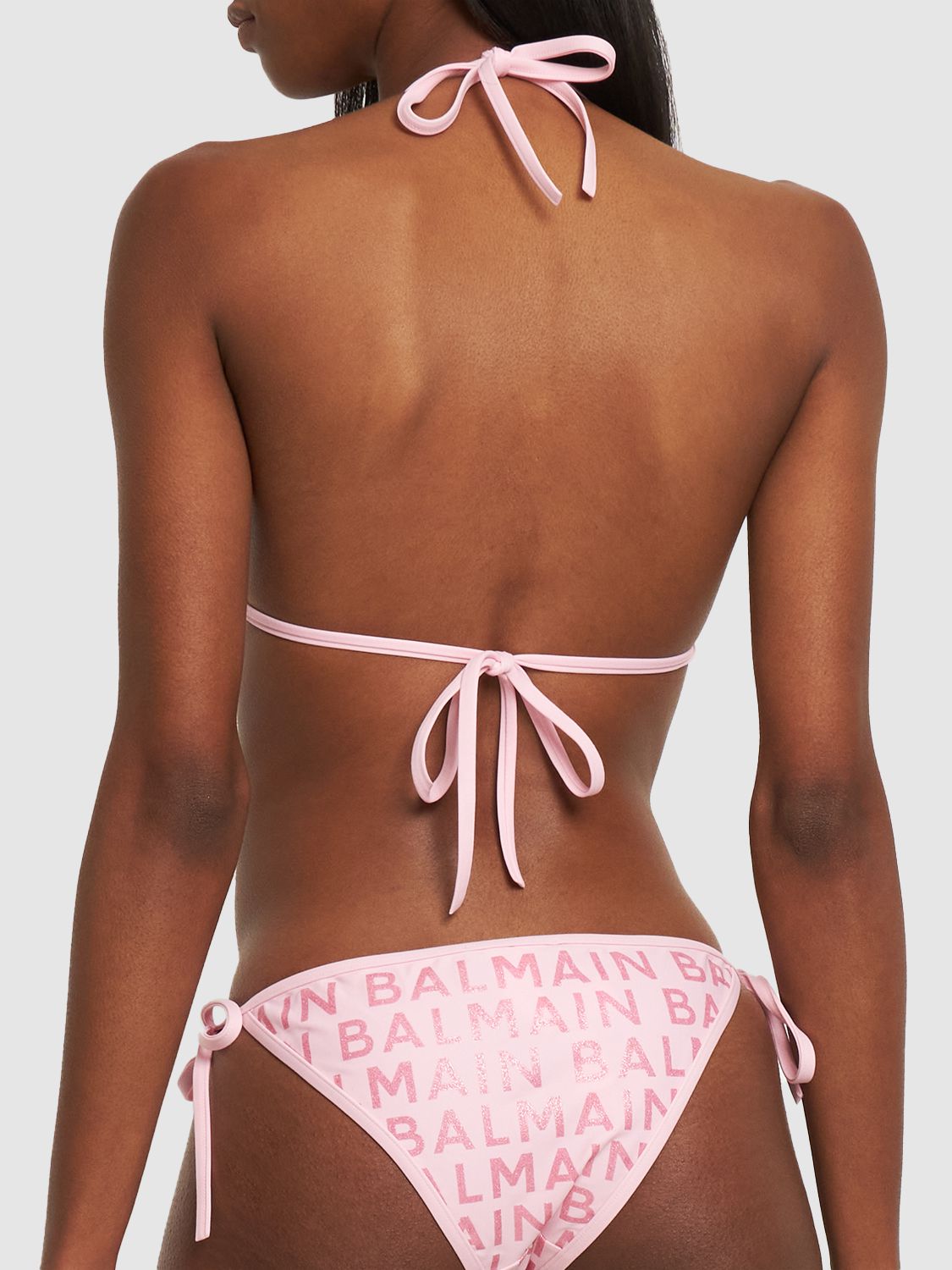 Pink bikini with logo and ties