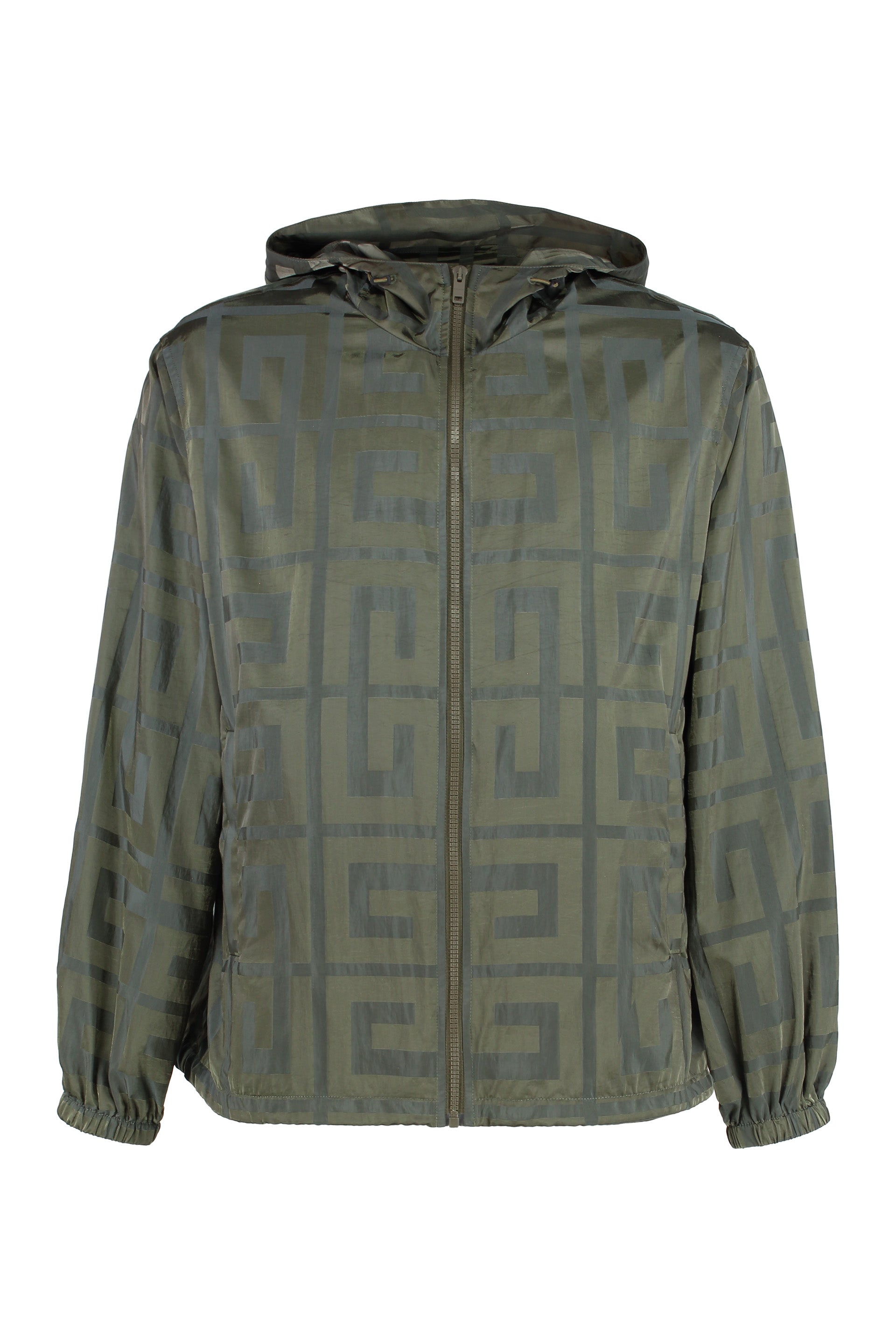 Technical fabric hooded jacket