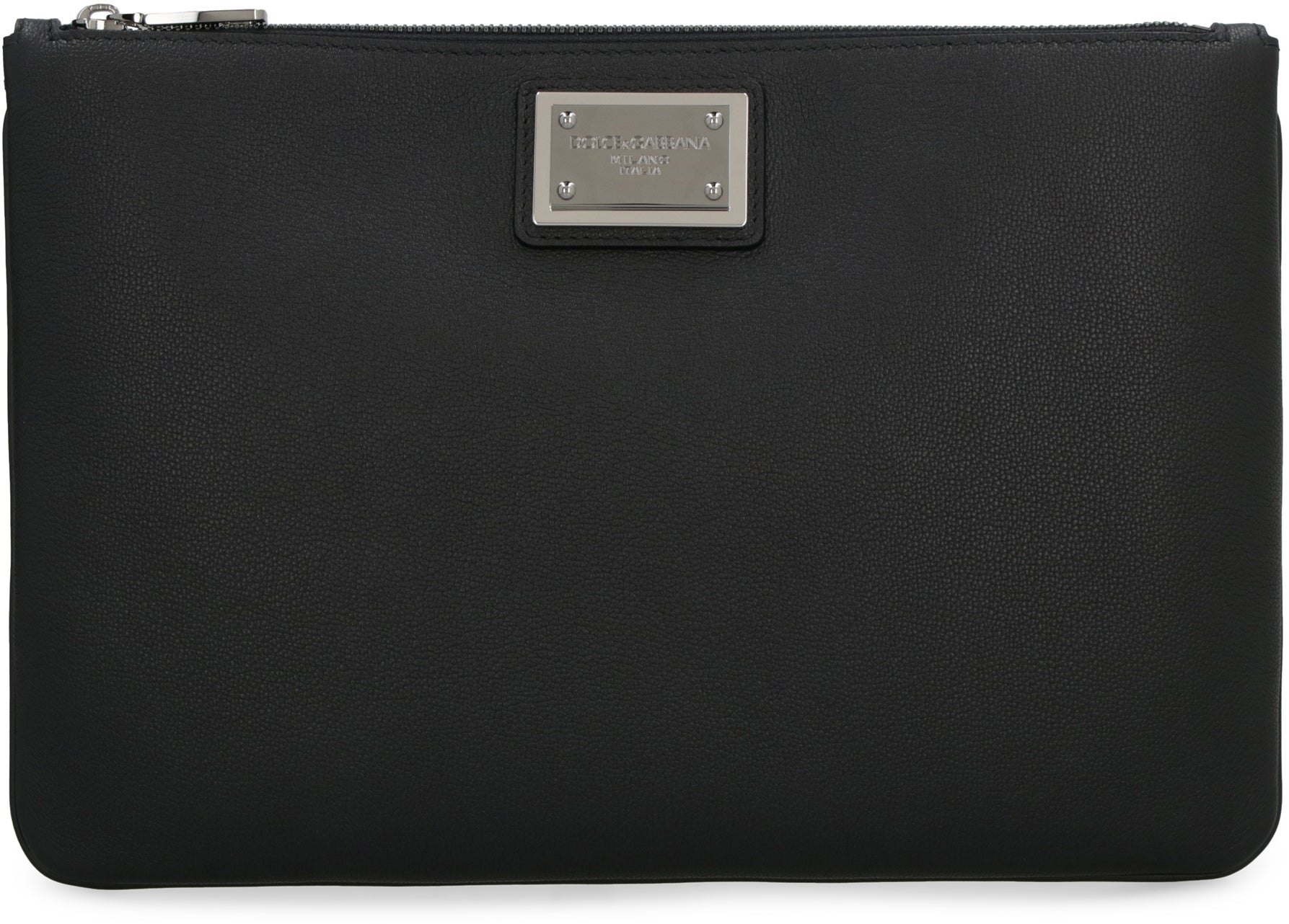 Logo detail flat leather pouch