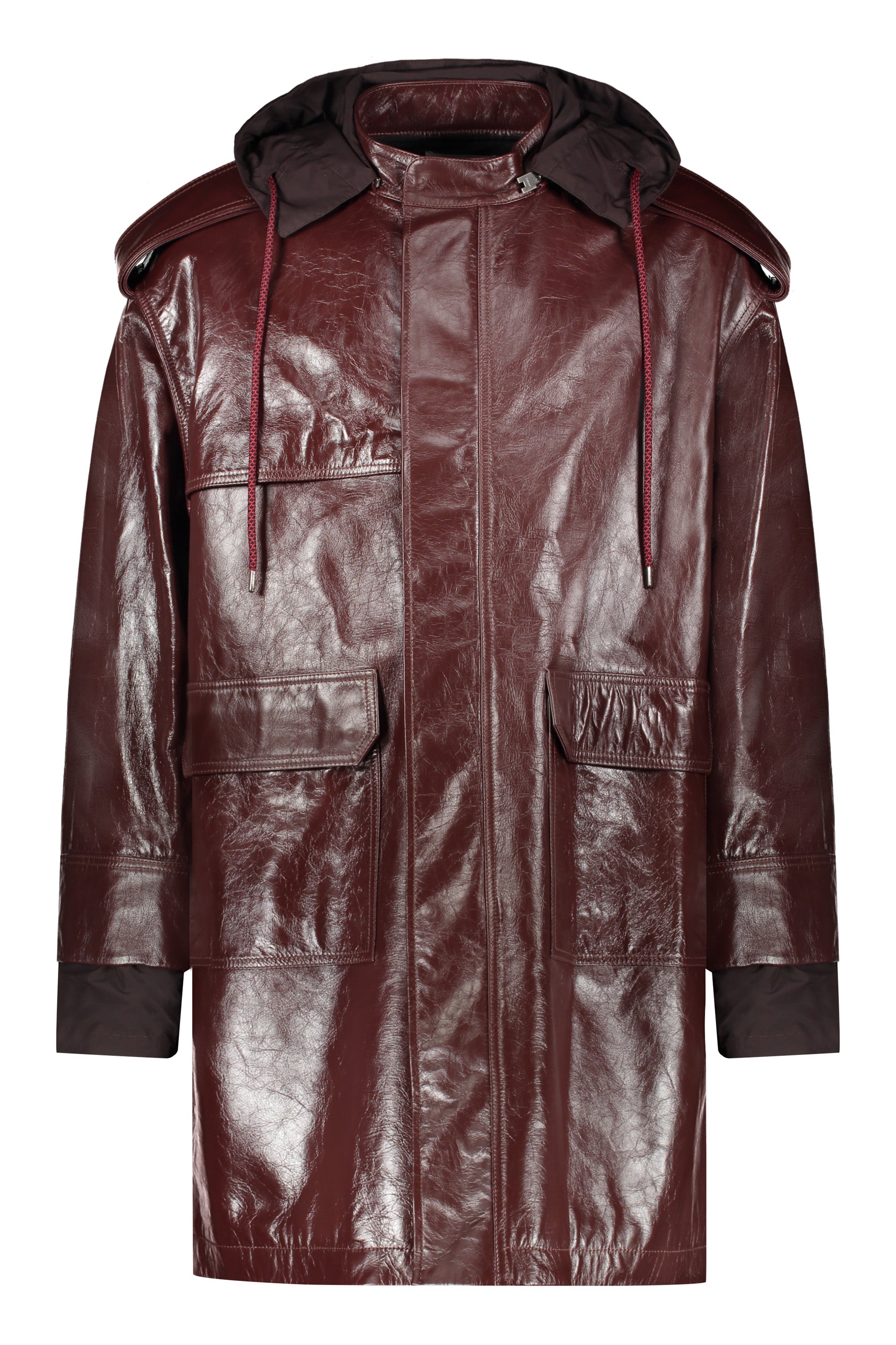 Hooded leather jacket